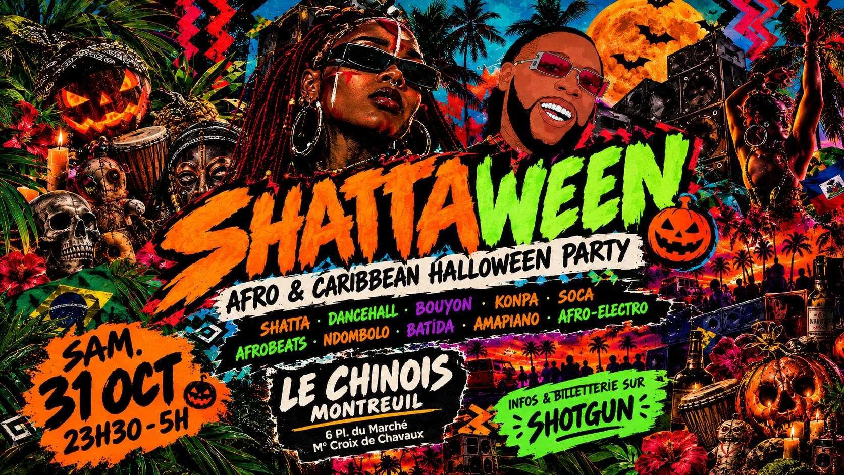Shattaween - Afro & Caribbean Halloween Party ! 👻🎃🕸️🌴💀 Cover