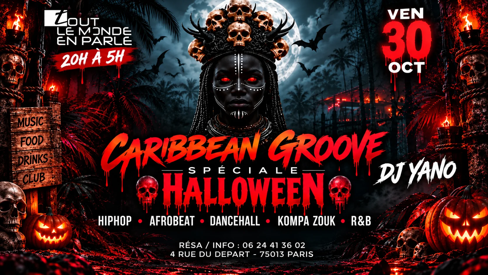 Caribbean Groove Special Halloween Club ,Hiphop Afrobeat Cover