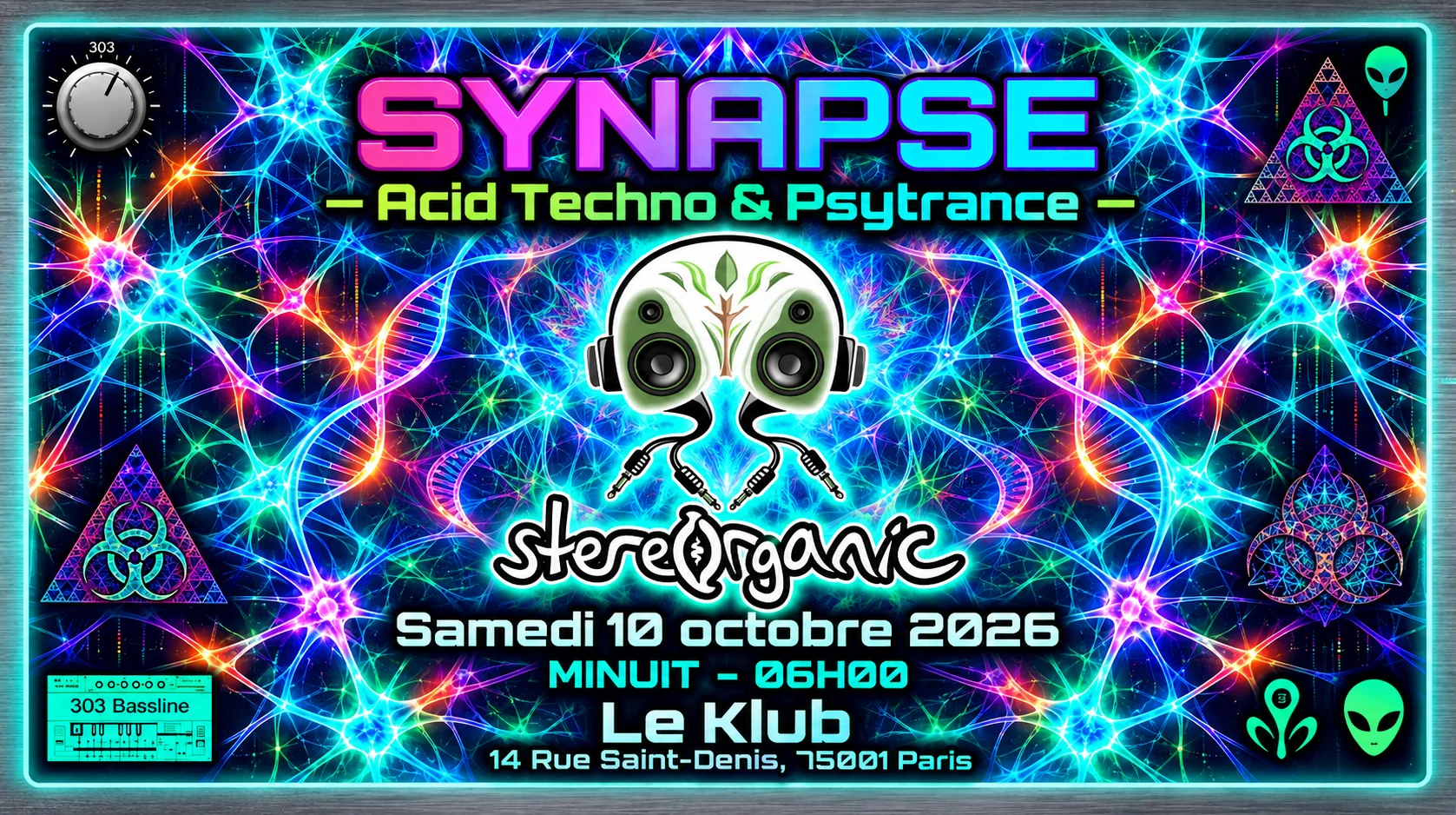 Stereorganic Présente : Synapse - Acid Techno & Psytrance Cover