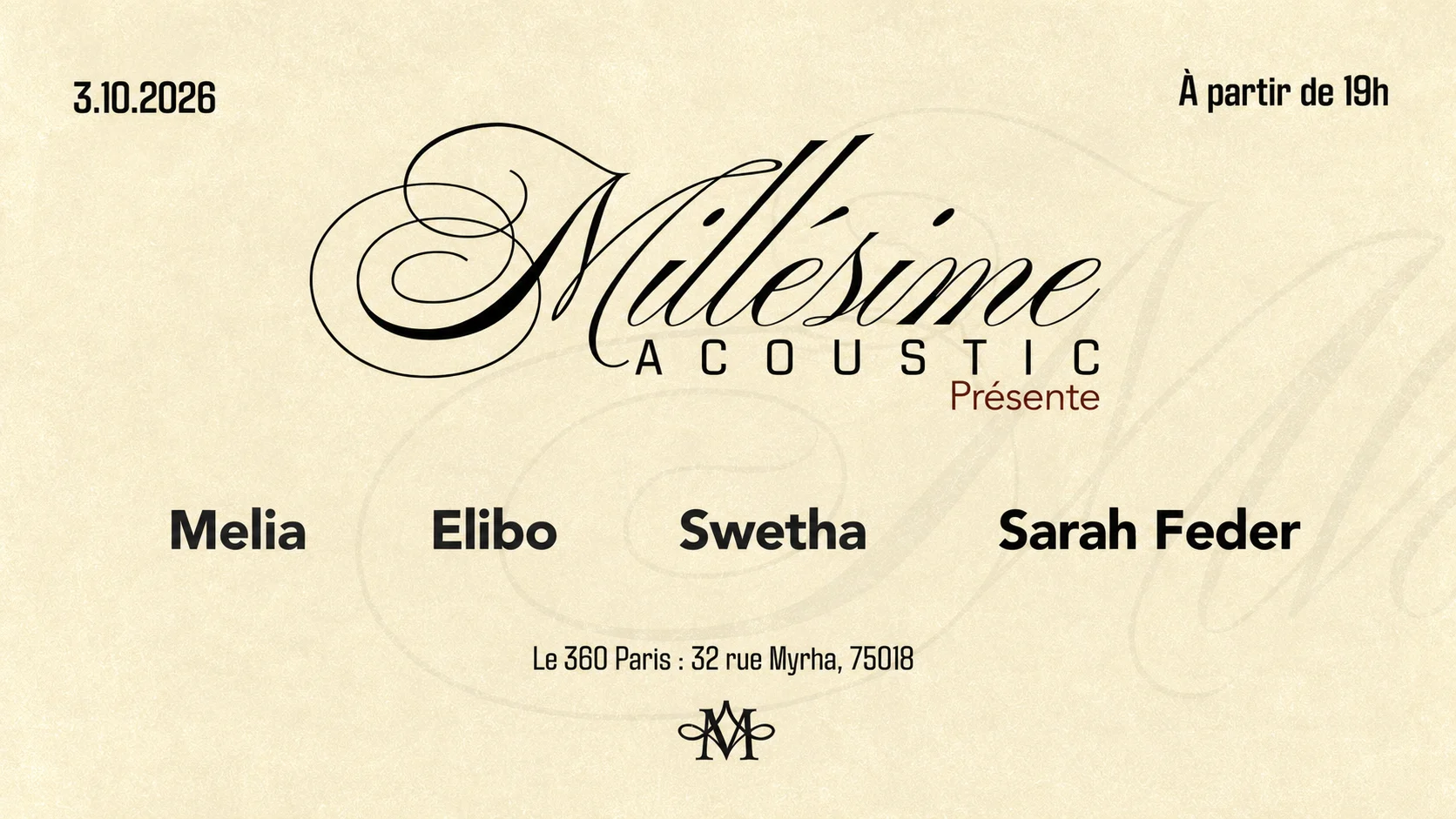 Millésime Acoustic Session Cover