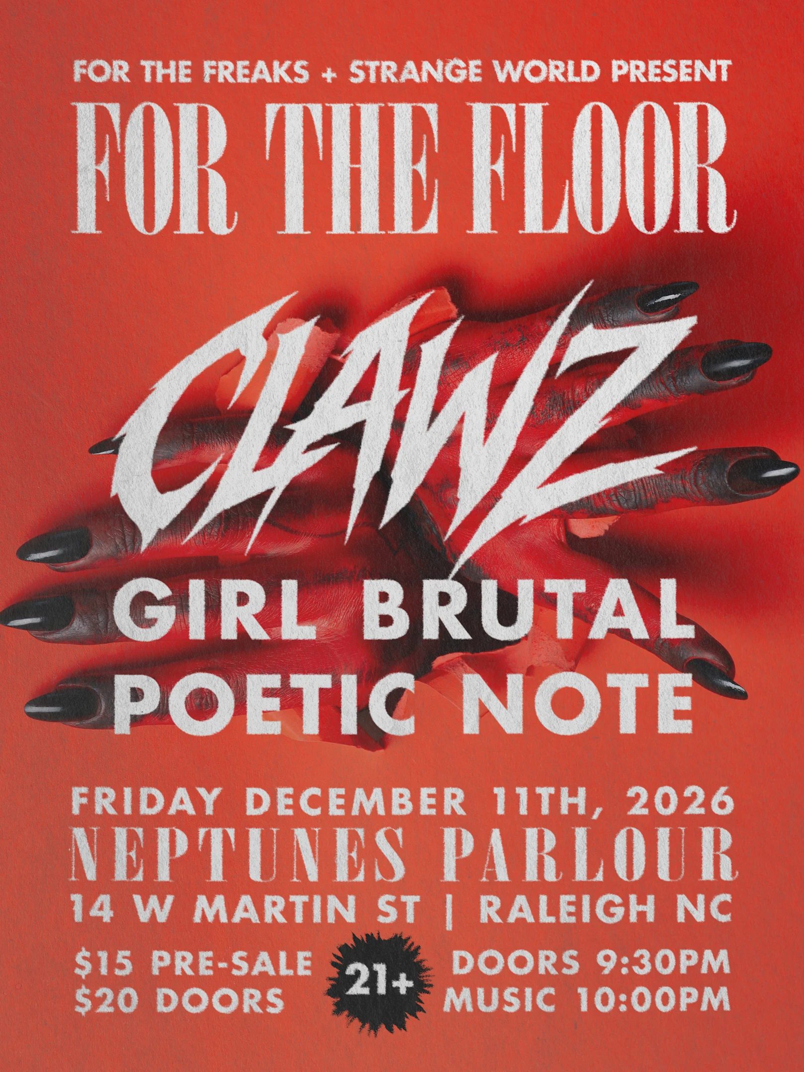 Clawz, Girl Brutal, Poetic Note @ Neptunes Cover