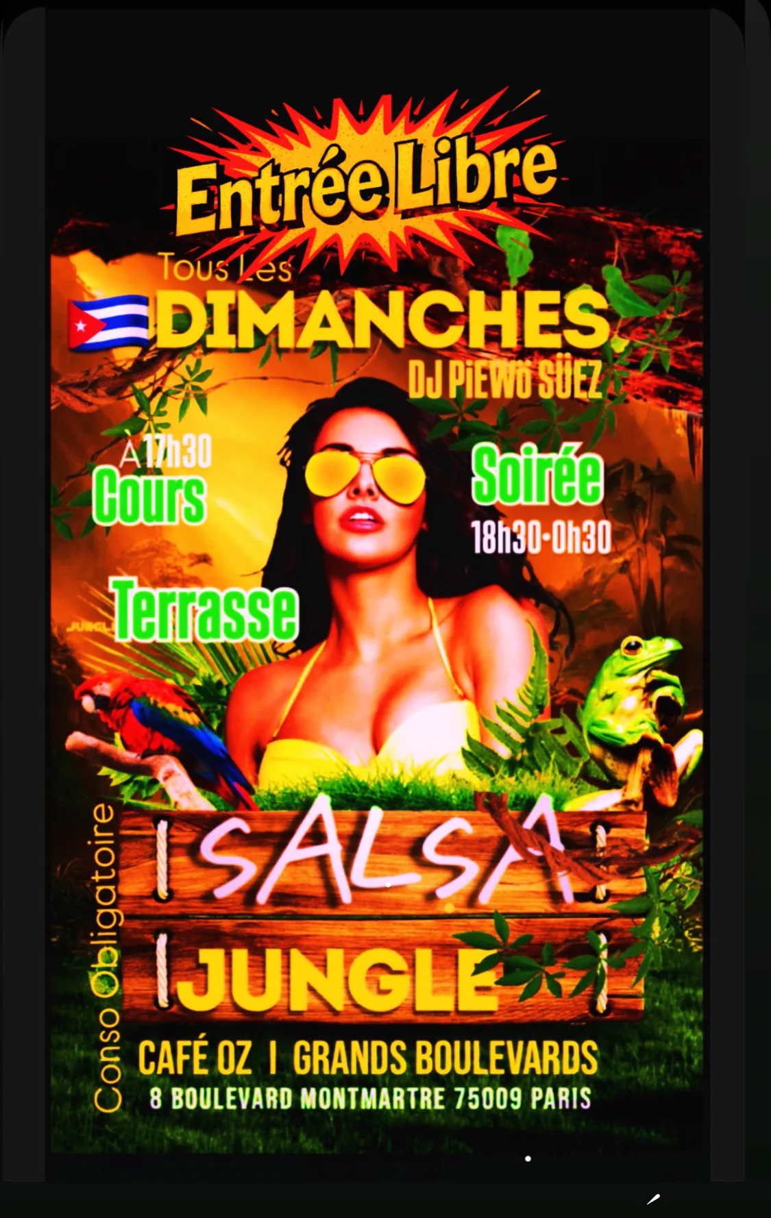 Dimanche / Cours & Soiree Salsa Paris Cover