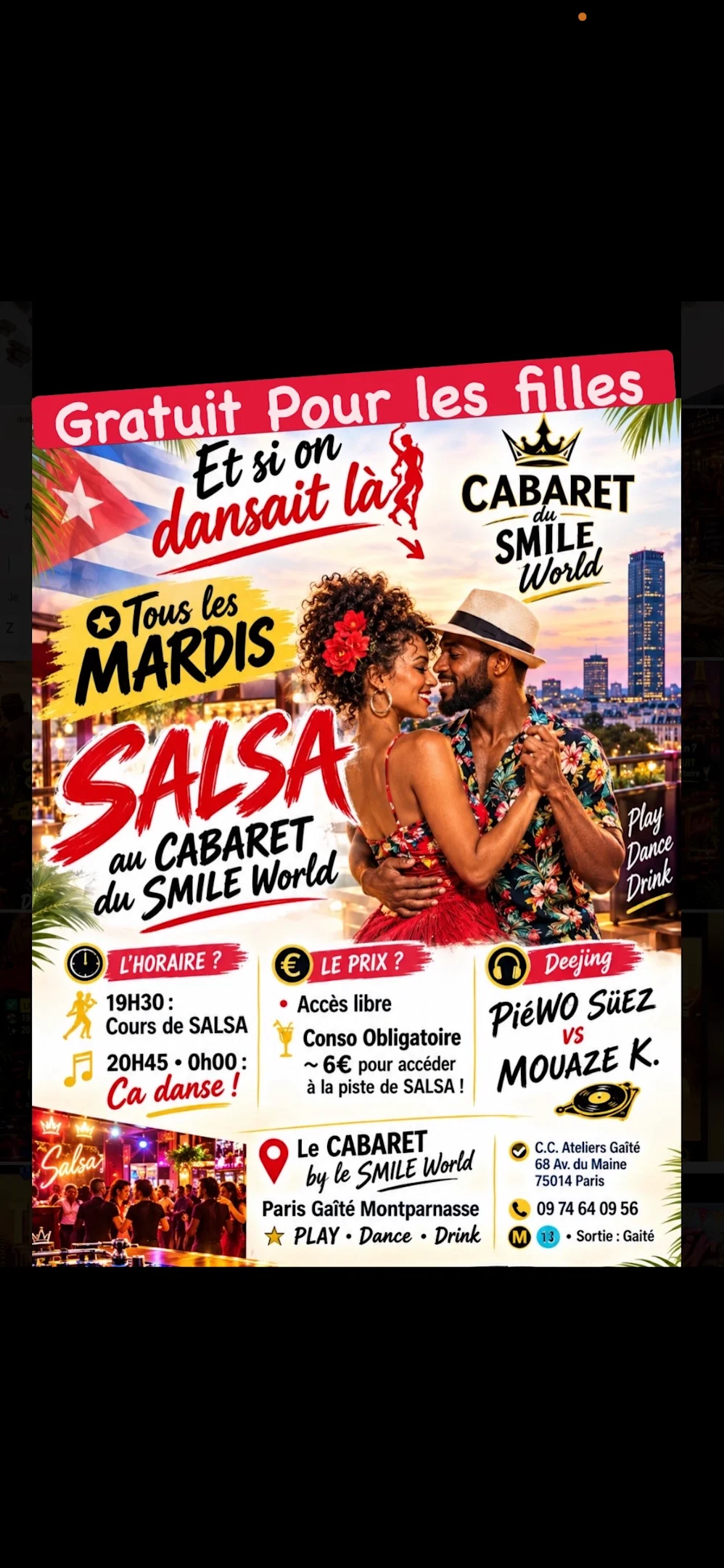Mardi / Cours & Soirée Salsa Paris Cover