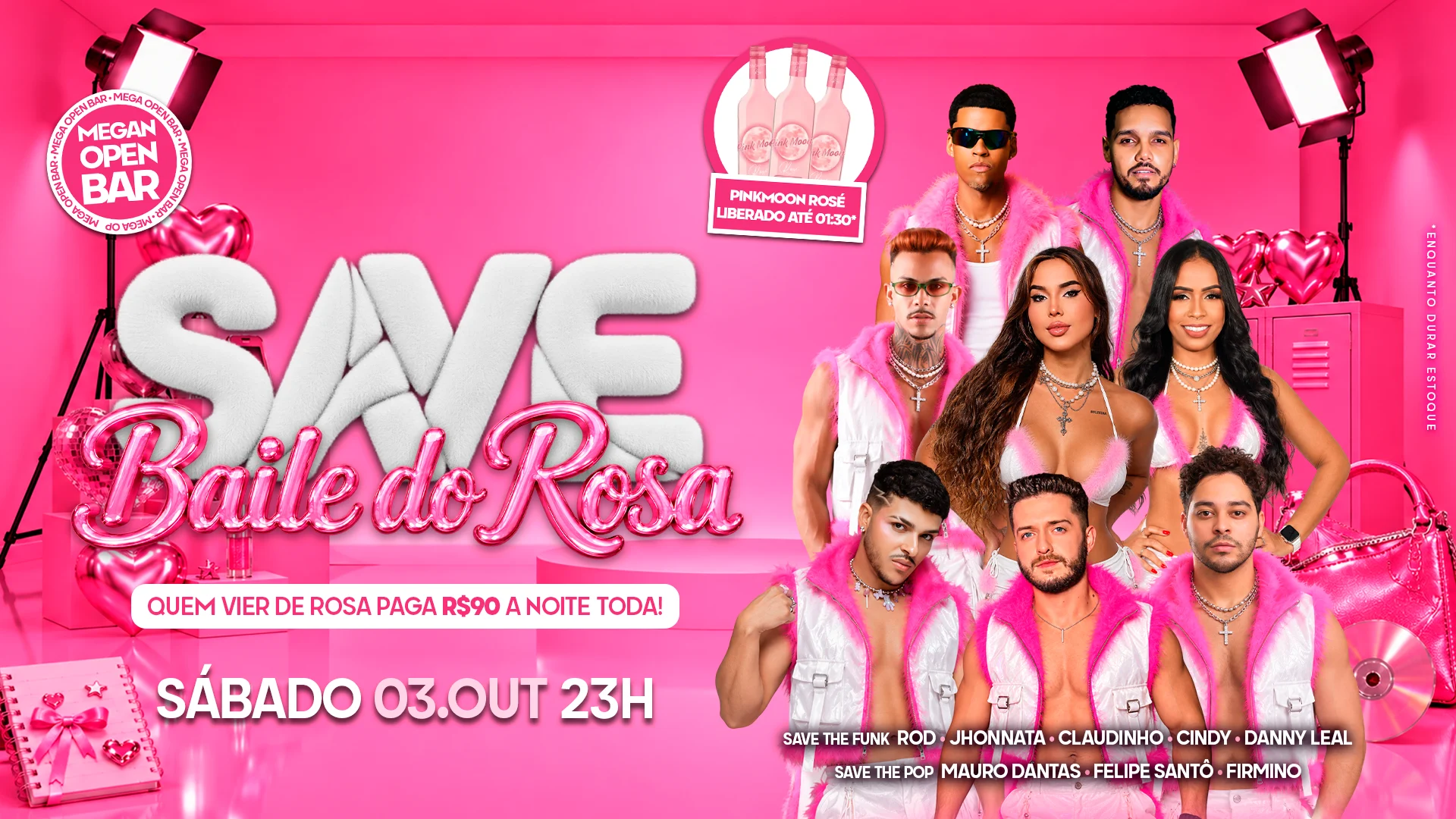 Baile Do Rosa | Pinkmoon Rosé Liberada Até 01:30* Cover