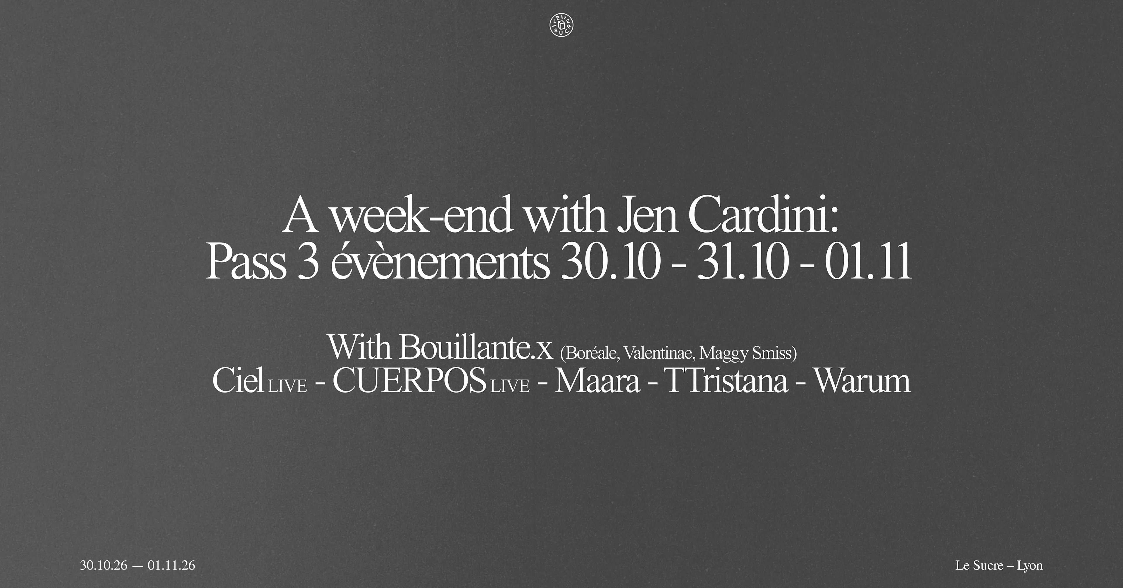 A Week-End With Jen Cardini : Pass 3 Événements Cover