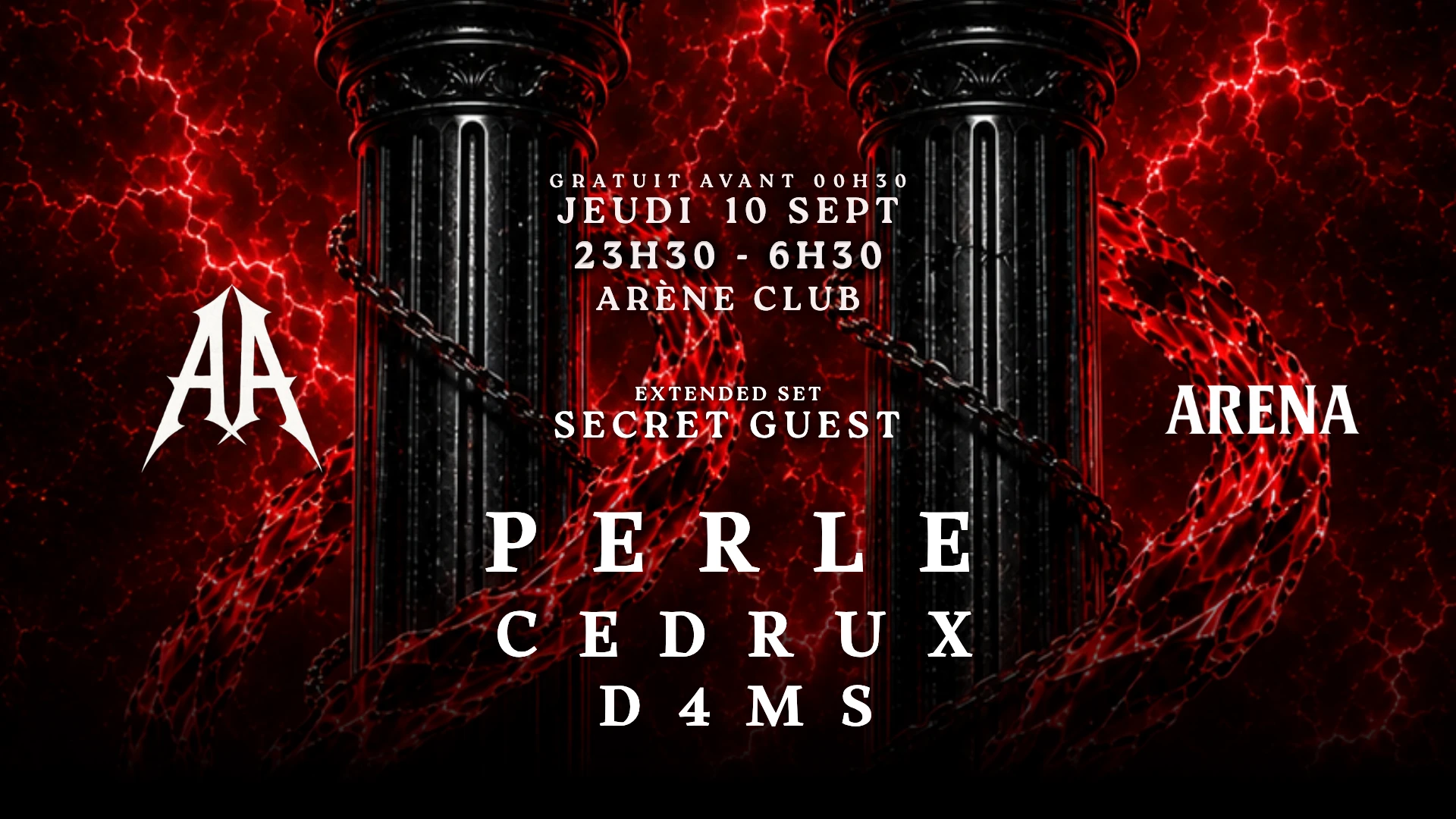 Jeudi Techno Arena : Perle - Cedrux - D4ms Cover