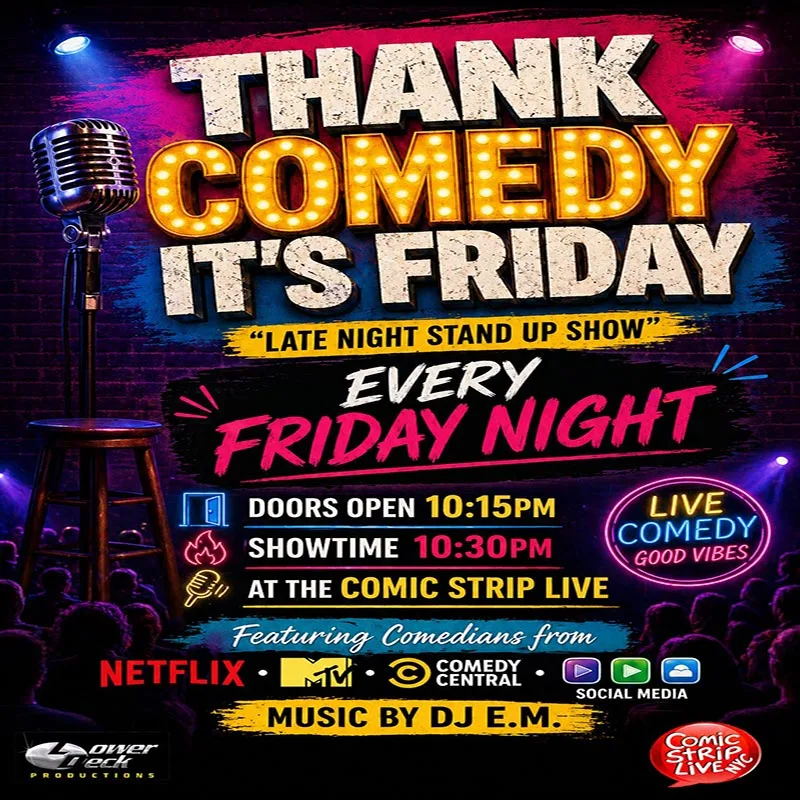 Thank Comedy It's Friday @ Comic Strip Live Cover