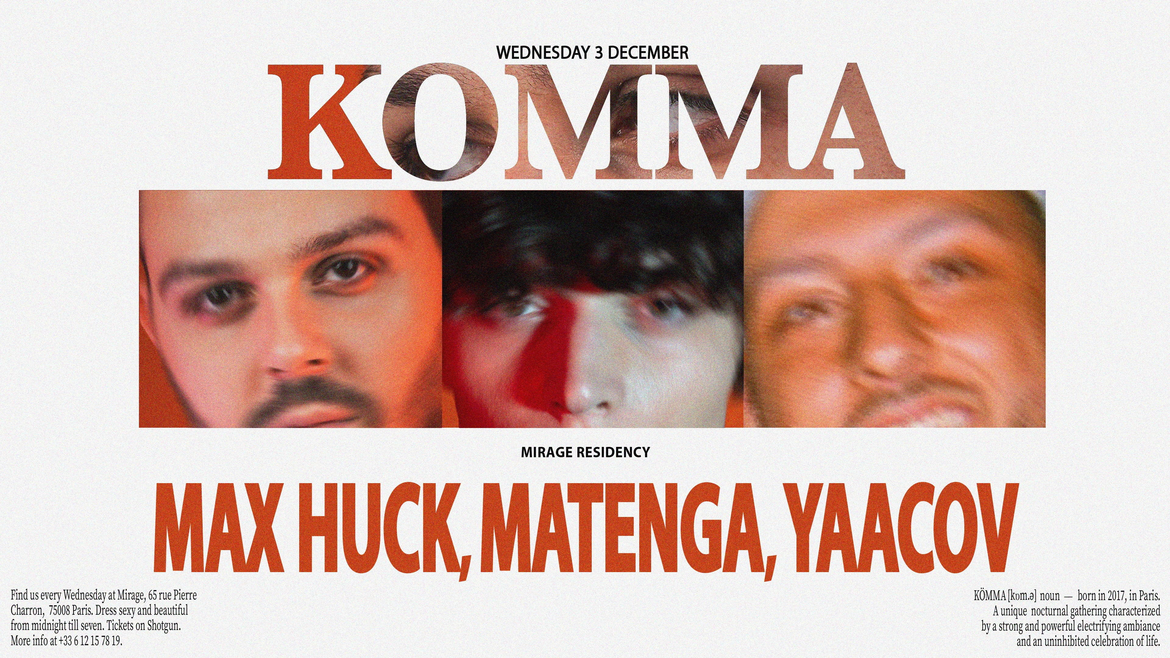 Kömma - Mirage: Max Huck, Matenga, Yaacov Cover