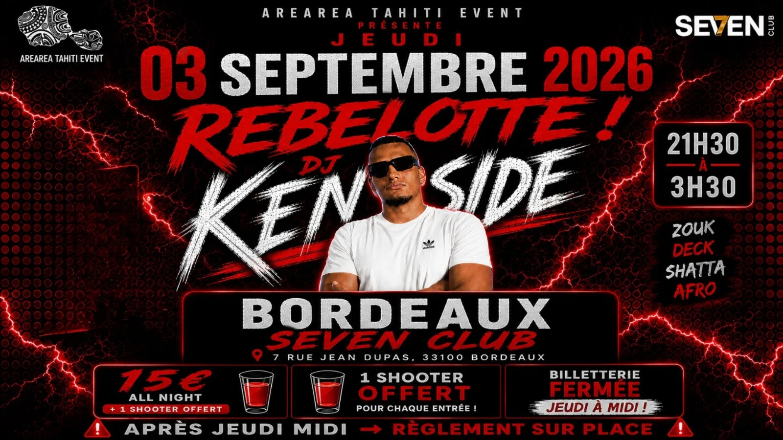 Tournée Dj Kenside 2026-2027 Bordeaux Rebelote Cover