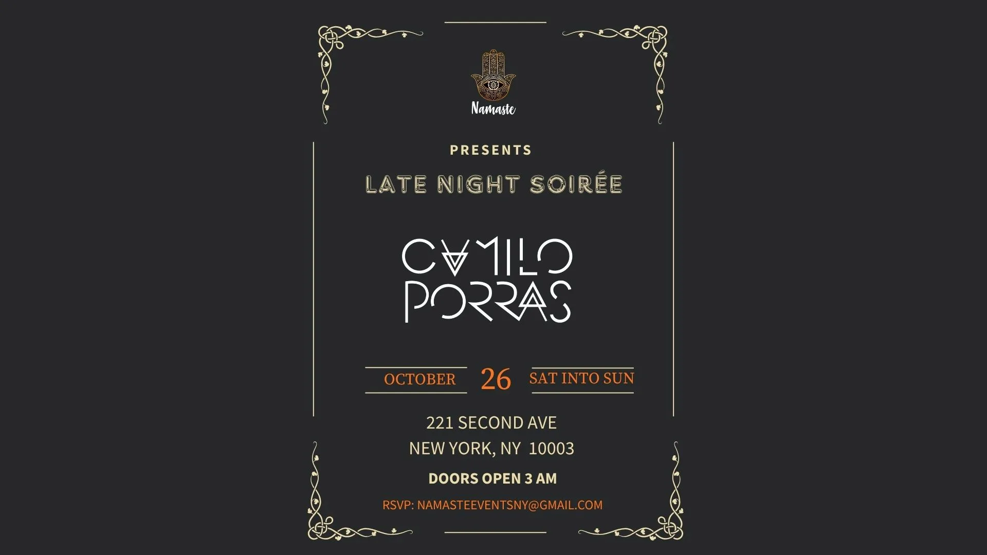 Late Night Soirée W/ Camilo Porras 10.26.25 Cover