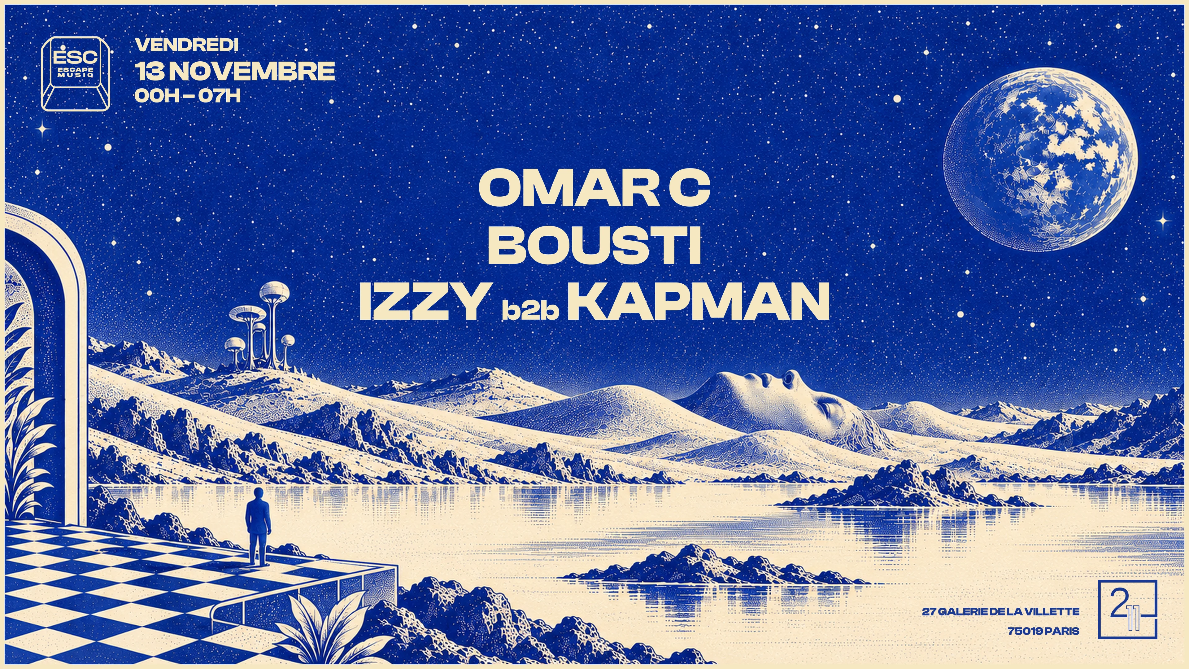 Escape Music Invite Omar C, Bousti, Izzy B2b Kapman Cover