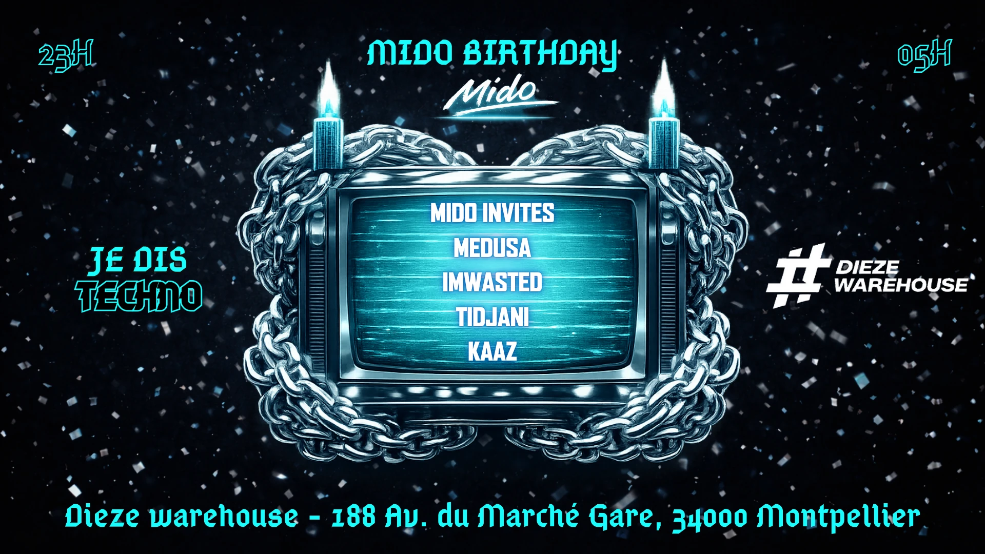Medusa : Je Dis Techno - Dieze Warehouse - Mido Birthday Cover