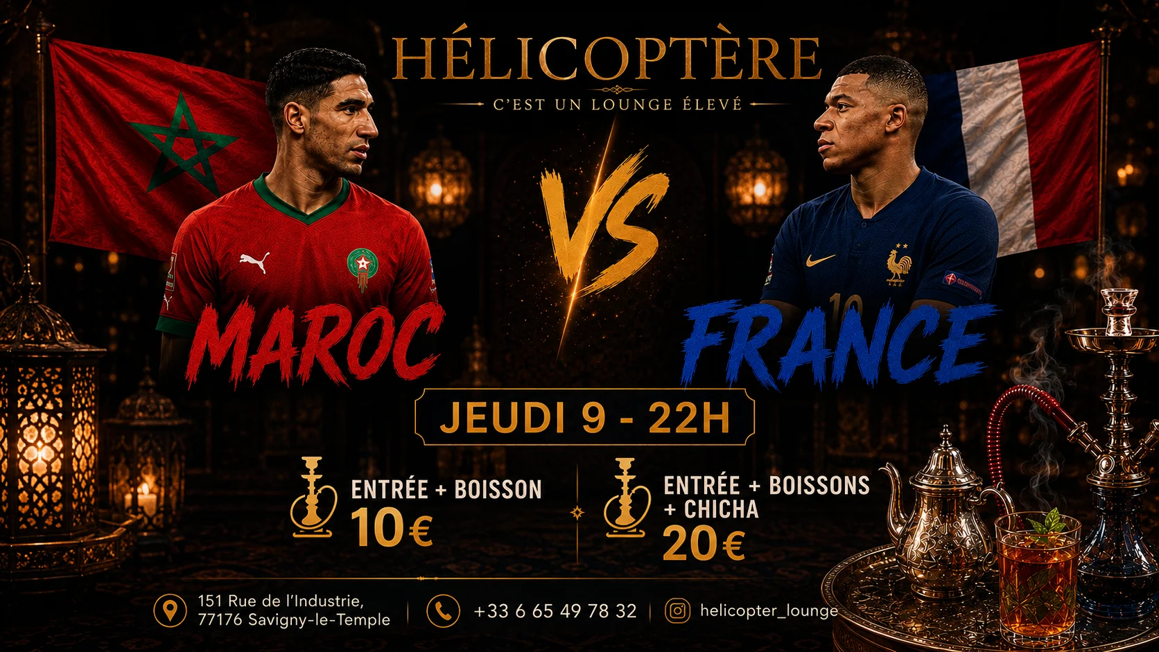 Maroc🇲🇦Vs France🇫🇷—Le Choc À Vivre Au Hélicoptère Lounge Cover