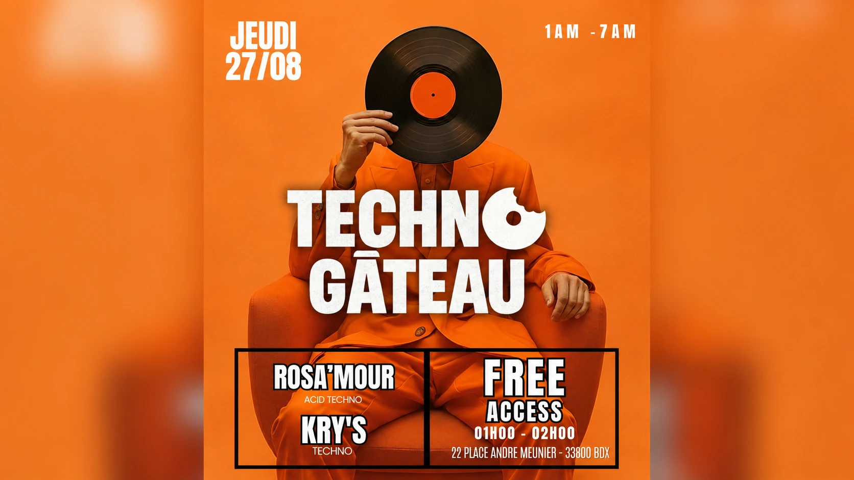 Techno Gâteau - Free 01h-02h - Rosamou’R ( Acid )@Ultra Cover
