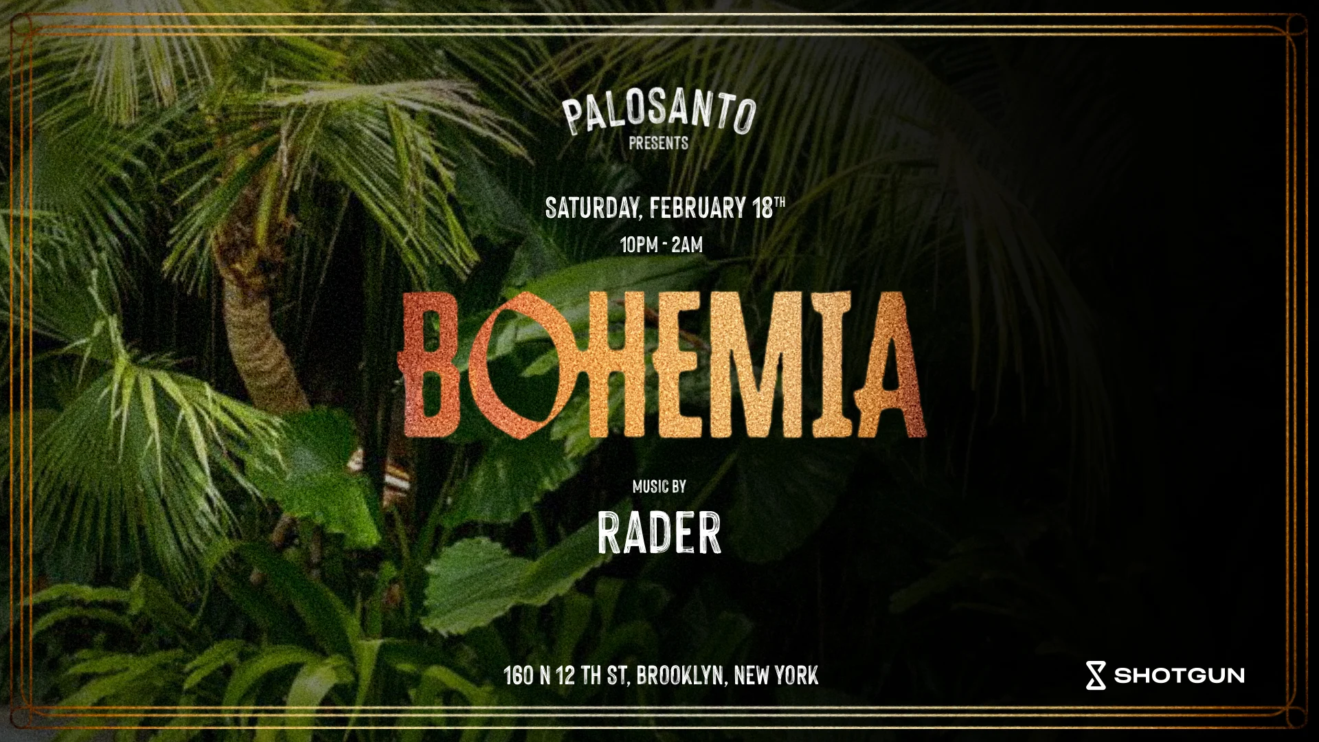 Palosanto Presents Bohemia W/ Rader Cover