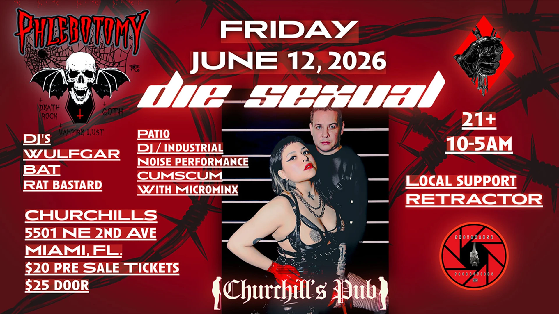 Die Sexual - Friday June 12, 2026 - Churchills Pub Cover