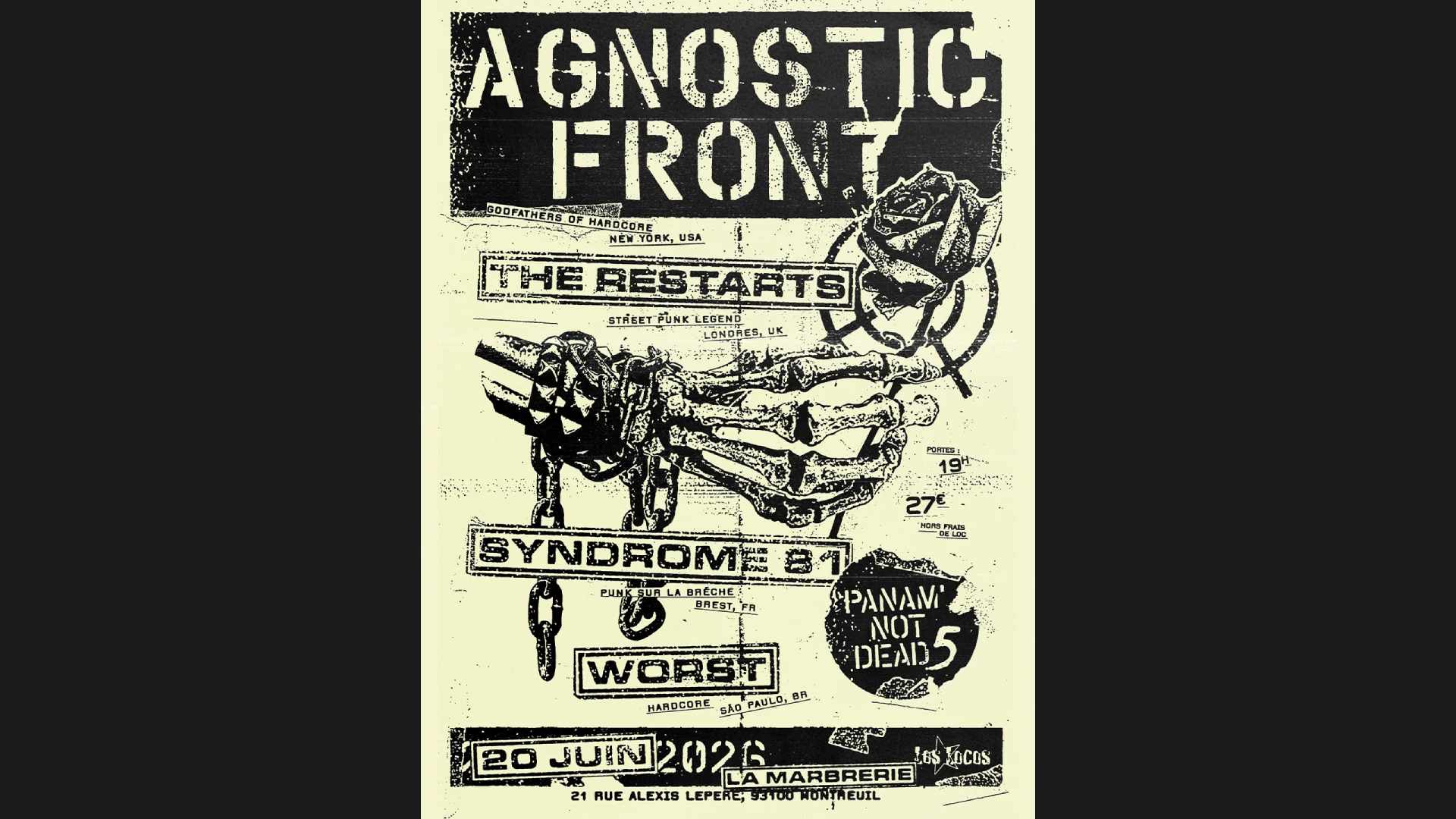 Panam' Not Dead #5 : Agnostic Front + The Restarts + Cover