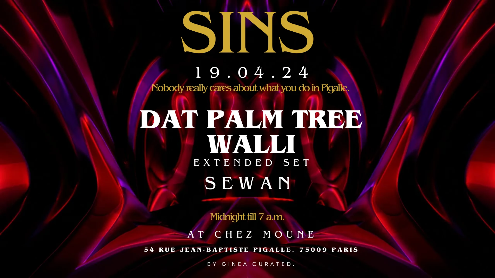 Sins Curated @Chezmoune - Friday 19.04 Cover