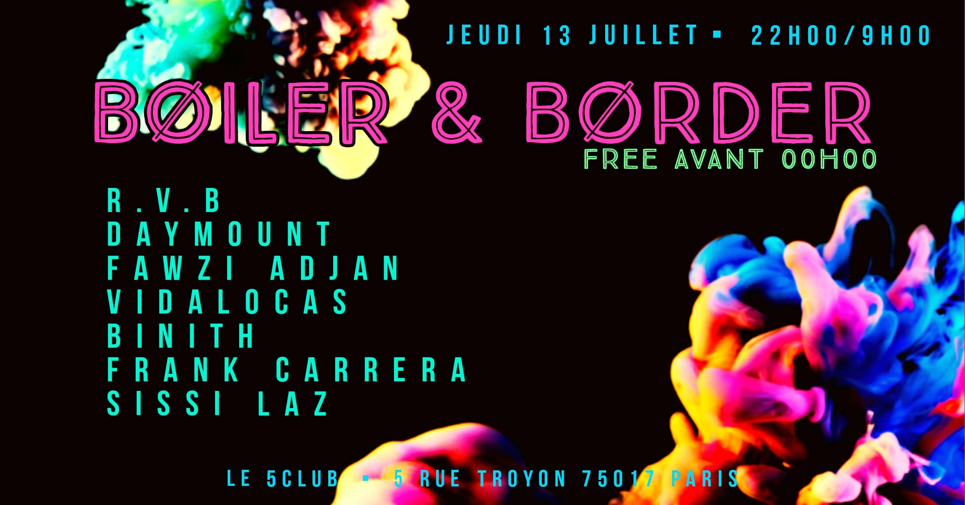 5club Invite "Bøiler & Børder" Opening Party Cover