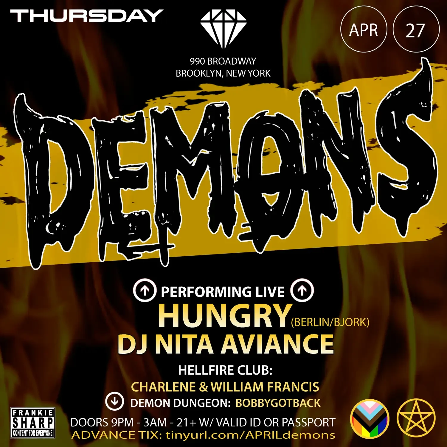 Frankie Sharp's Demons: Nita Aviance, Bobbygotback + Hungry Cover