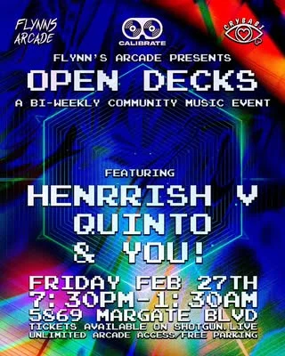 02/27 | Open Decks | Bi-Weekly Edm Nights @ Flynn's Arcade Cover