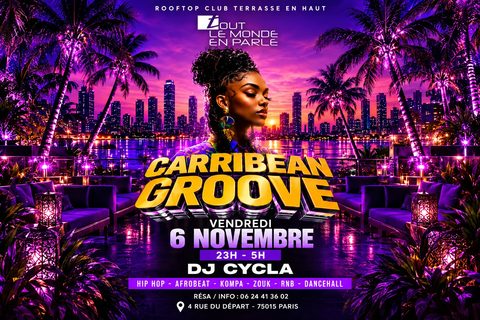 Soiree Caribbean Groove ,Club Terrasse Hiphop Afrobeat Cover