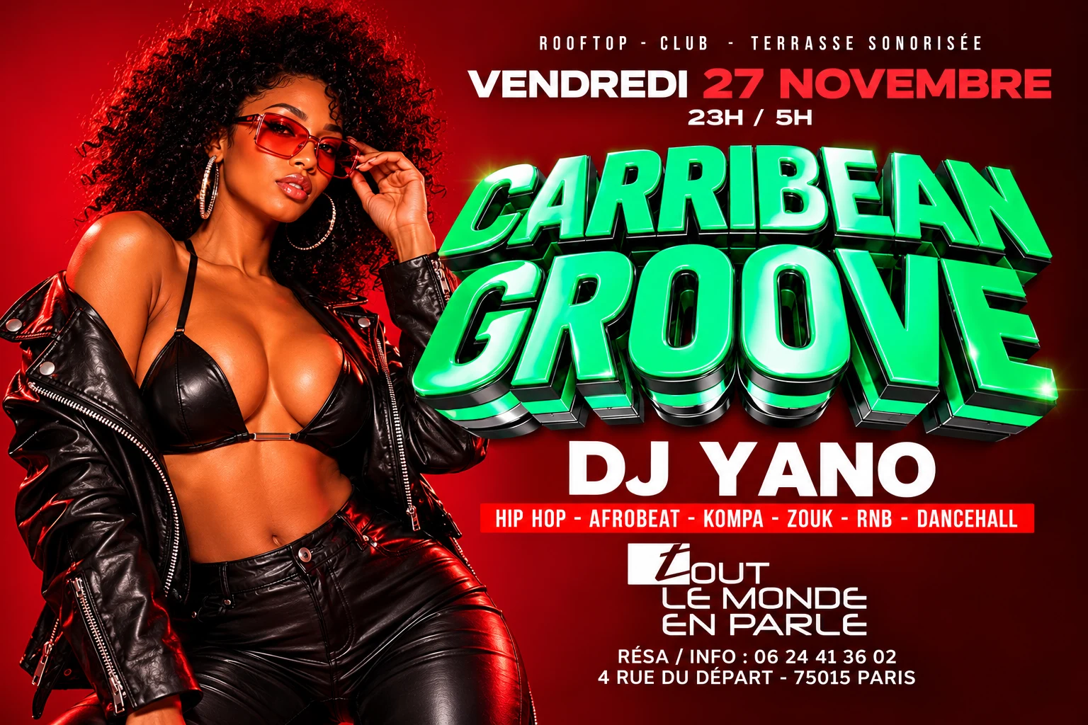 Soiree Caribbean Groove ,Club Terrasse Hiphop Afrobeat Cover