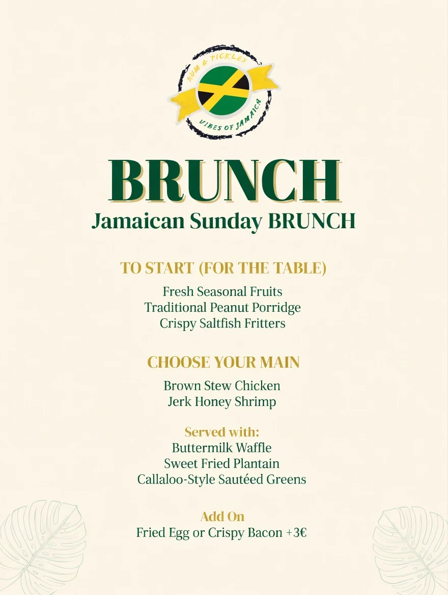 Jamaican Sunday Brunch April 5 Cover