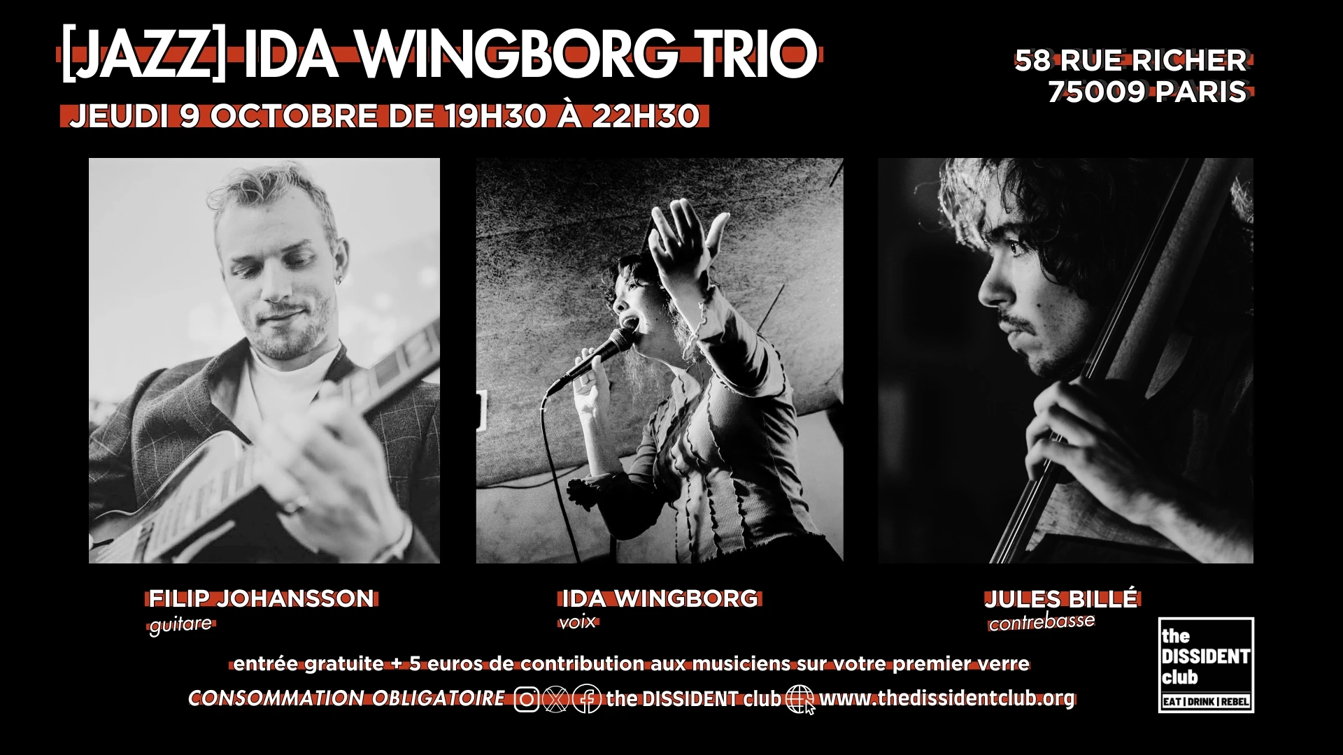 [Jazz] Ida Wingborg Trio, Paris · Billets Shotgun