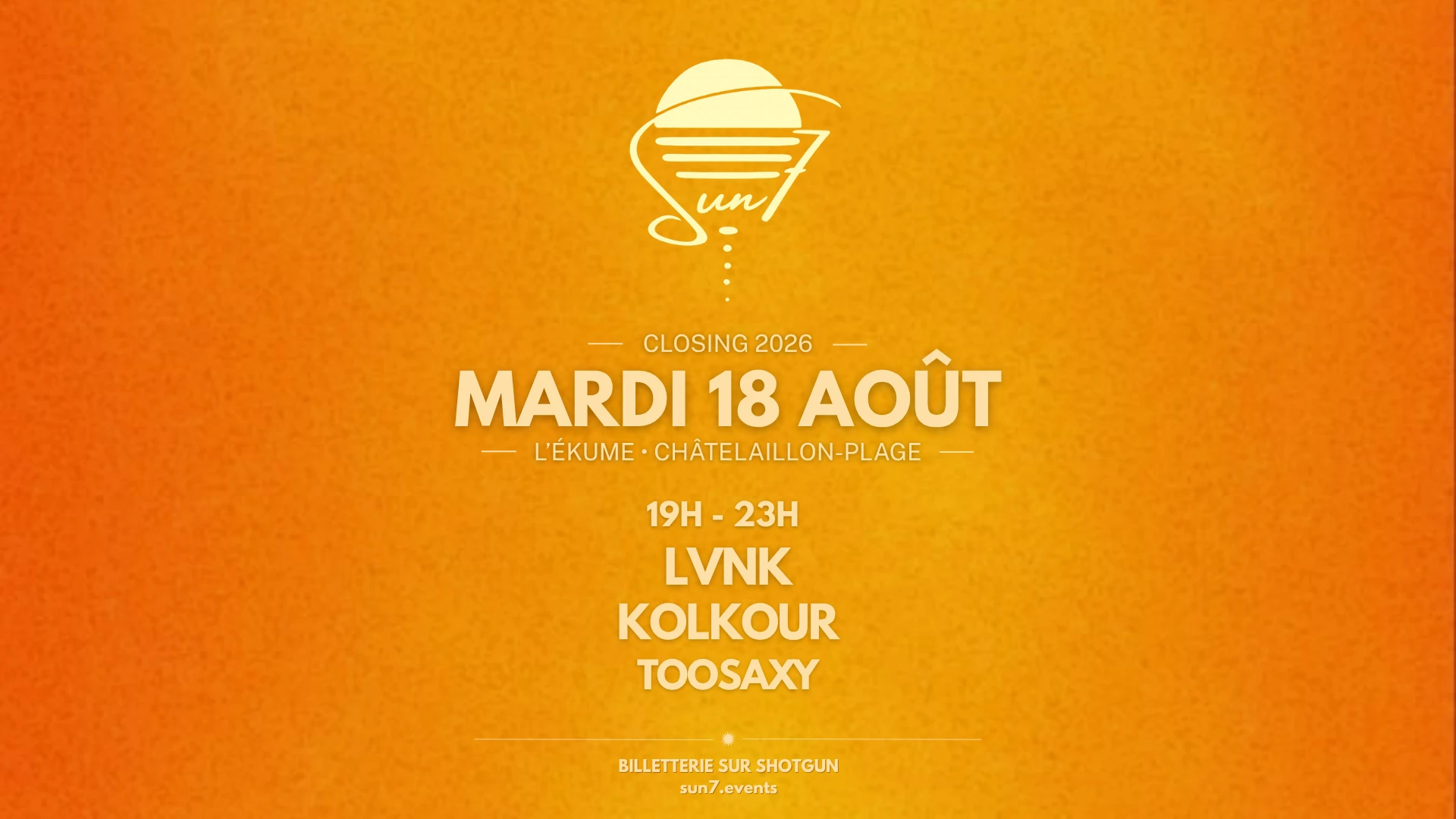 Sun7 Closing L'ékume - 18 Août 2026 Cover