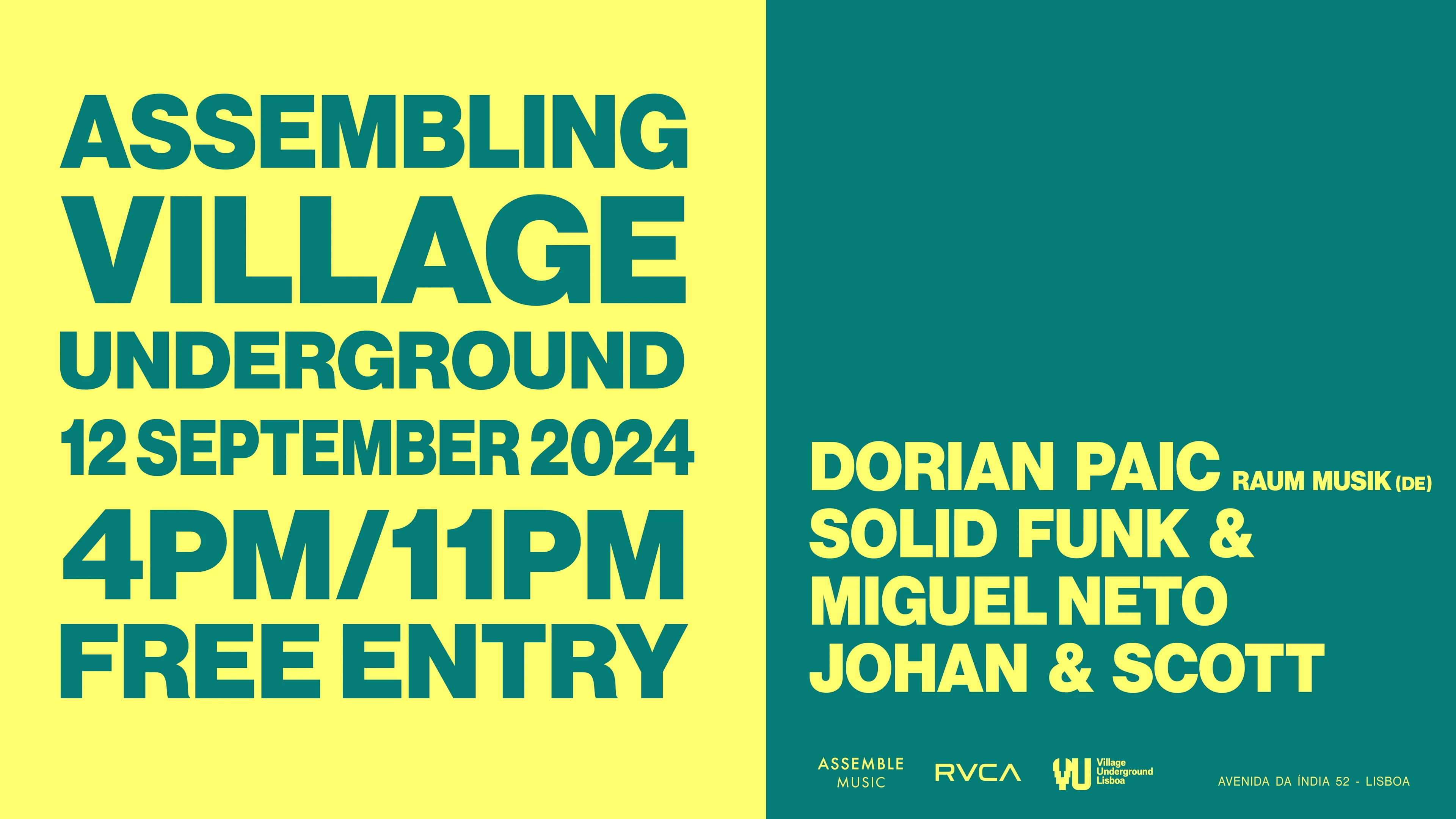 Assembling Village Underground | Thu 12 Sep • Free Entry Cover