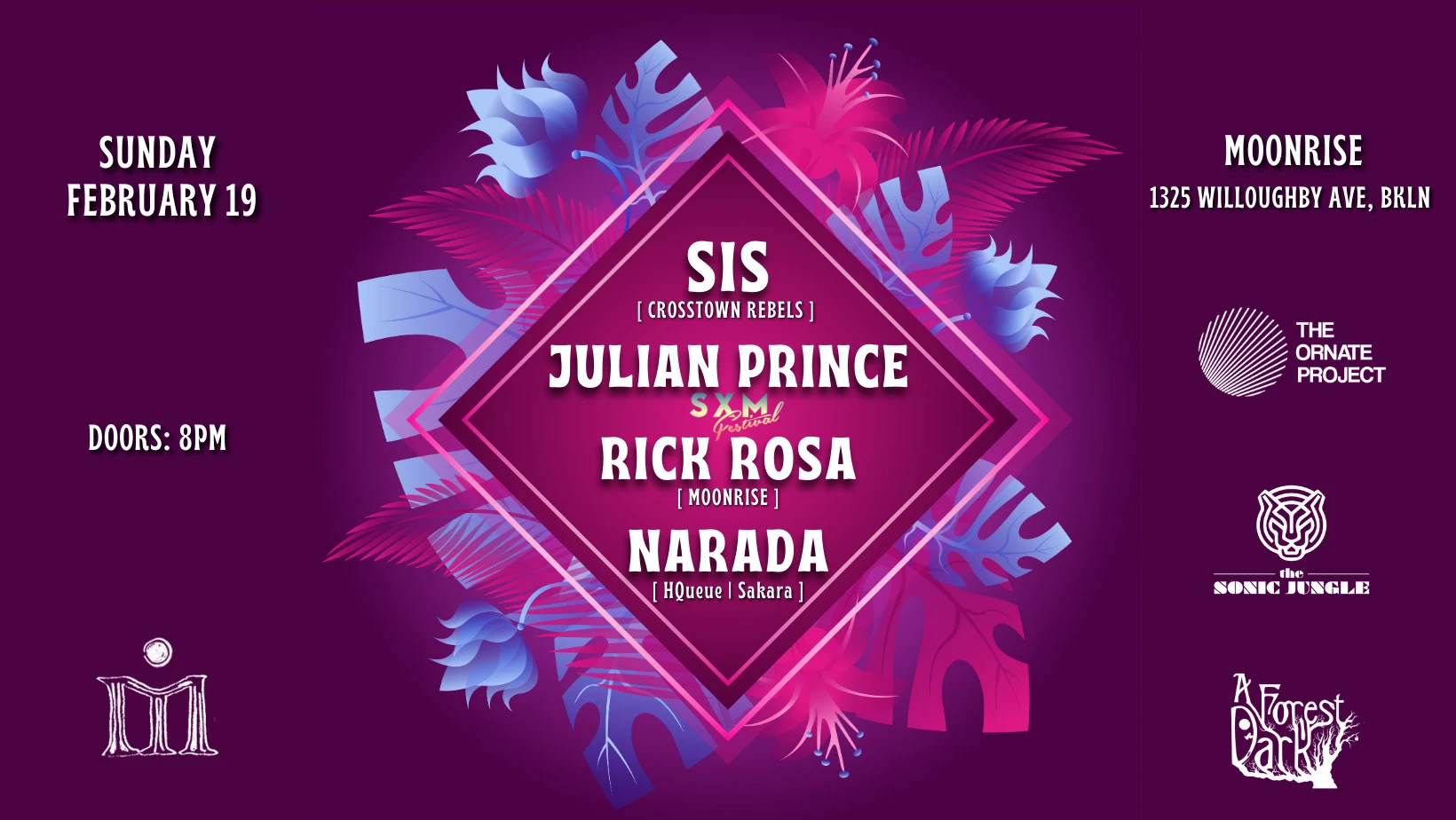 Sis, Julian Prince, Rick Rosa & Narada @ Moonrise Cover