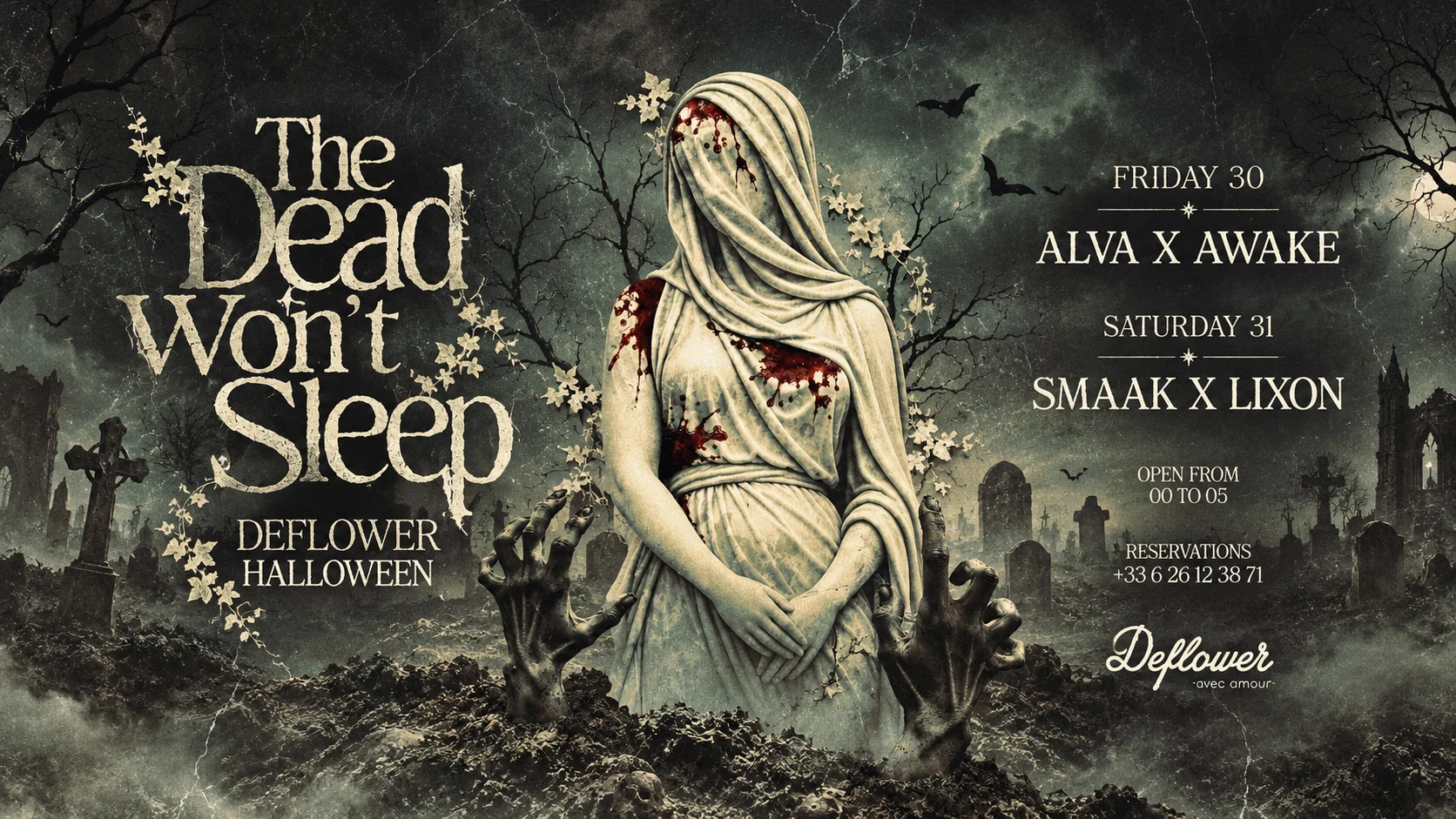 Deflower Halloween — The Dead Won't Sleep —  October 31 Cover