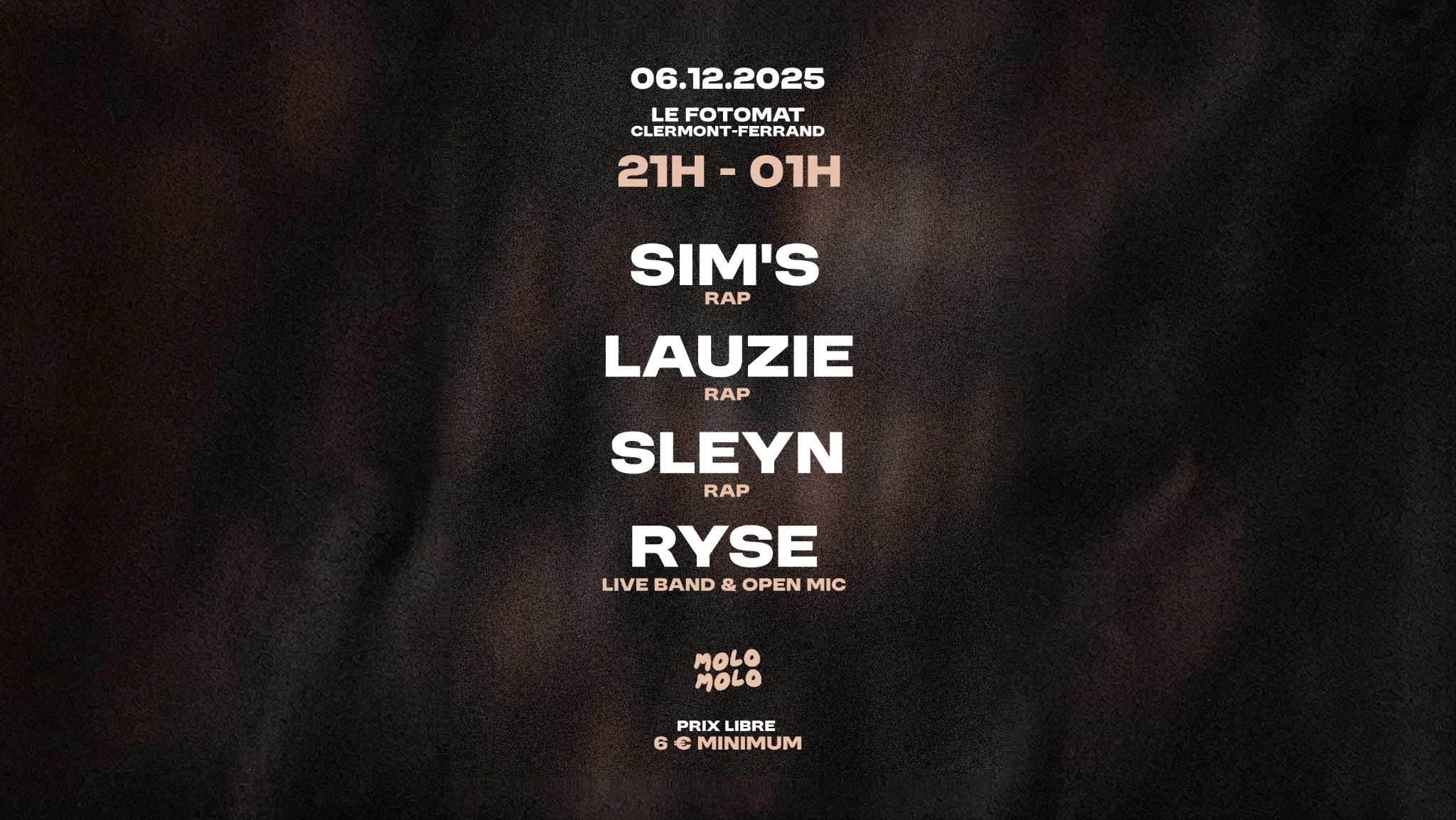 Molo Molo Présente: Sim's + Sleyn + Lauzie + Ryse Cover