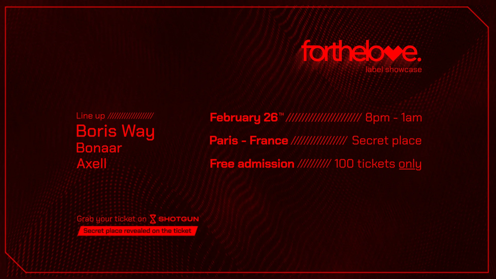 Forthelove. Label Showcase @ Paris (Secret Place) Cover