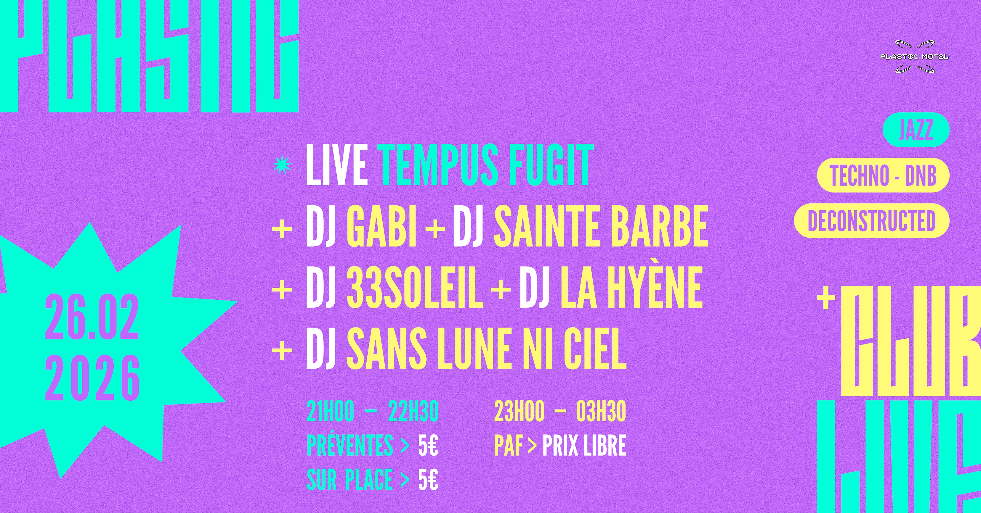Plastic Live+Club W/ Tempus Fugit /+/ Peste Sauvage Cover