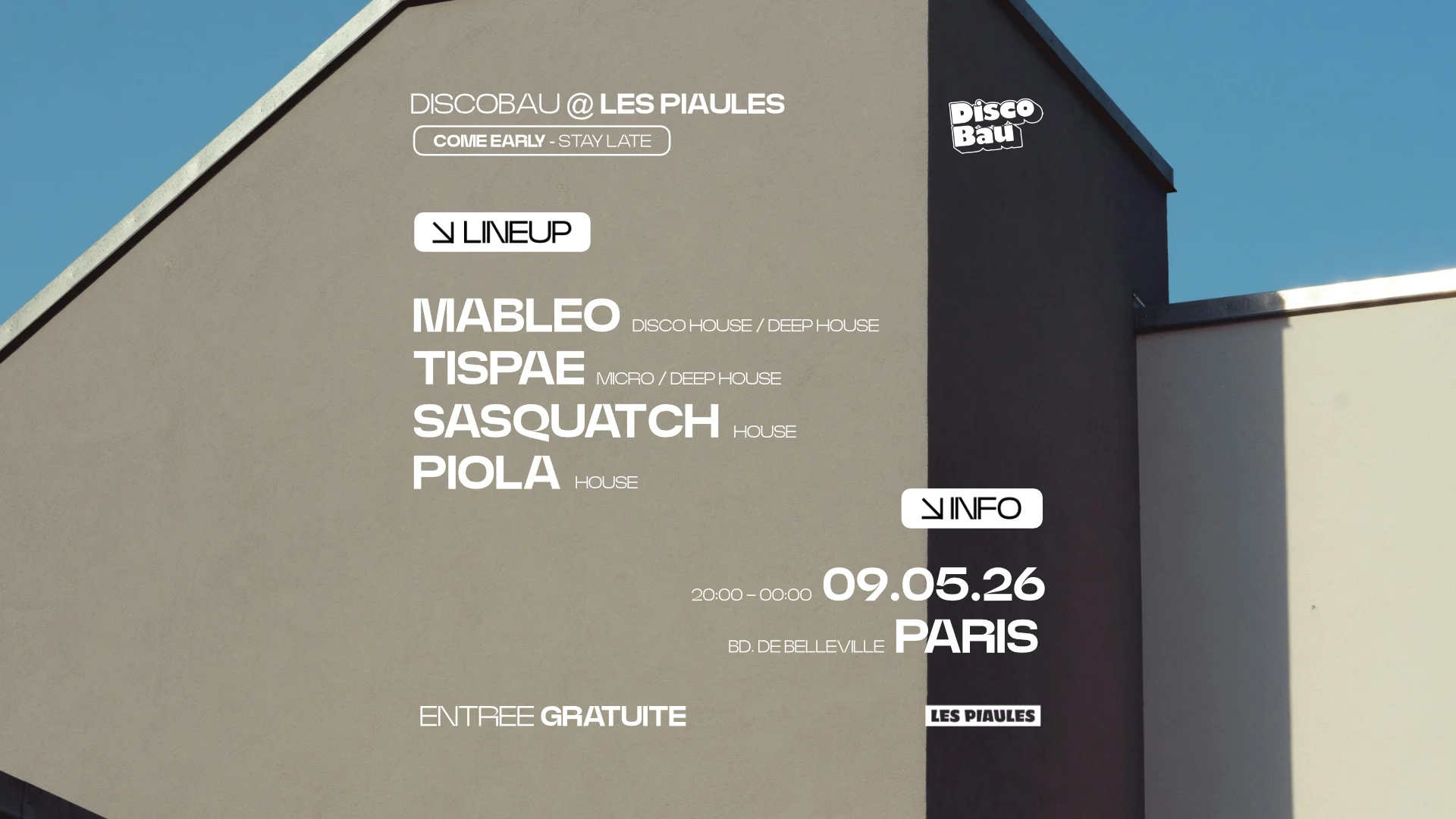Disco Bau Avec Tispae, Sasquatch, Mableo, Piola Cover