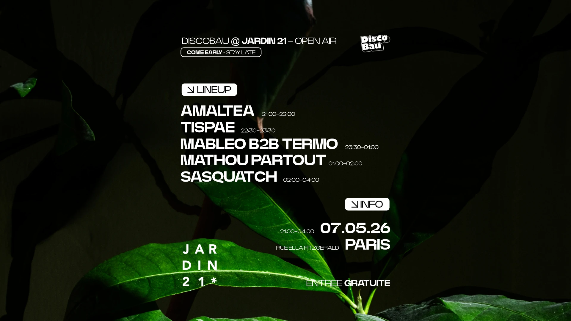 Discobau X Jardin21 - Open Air Cover