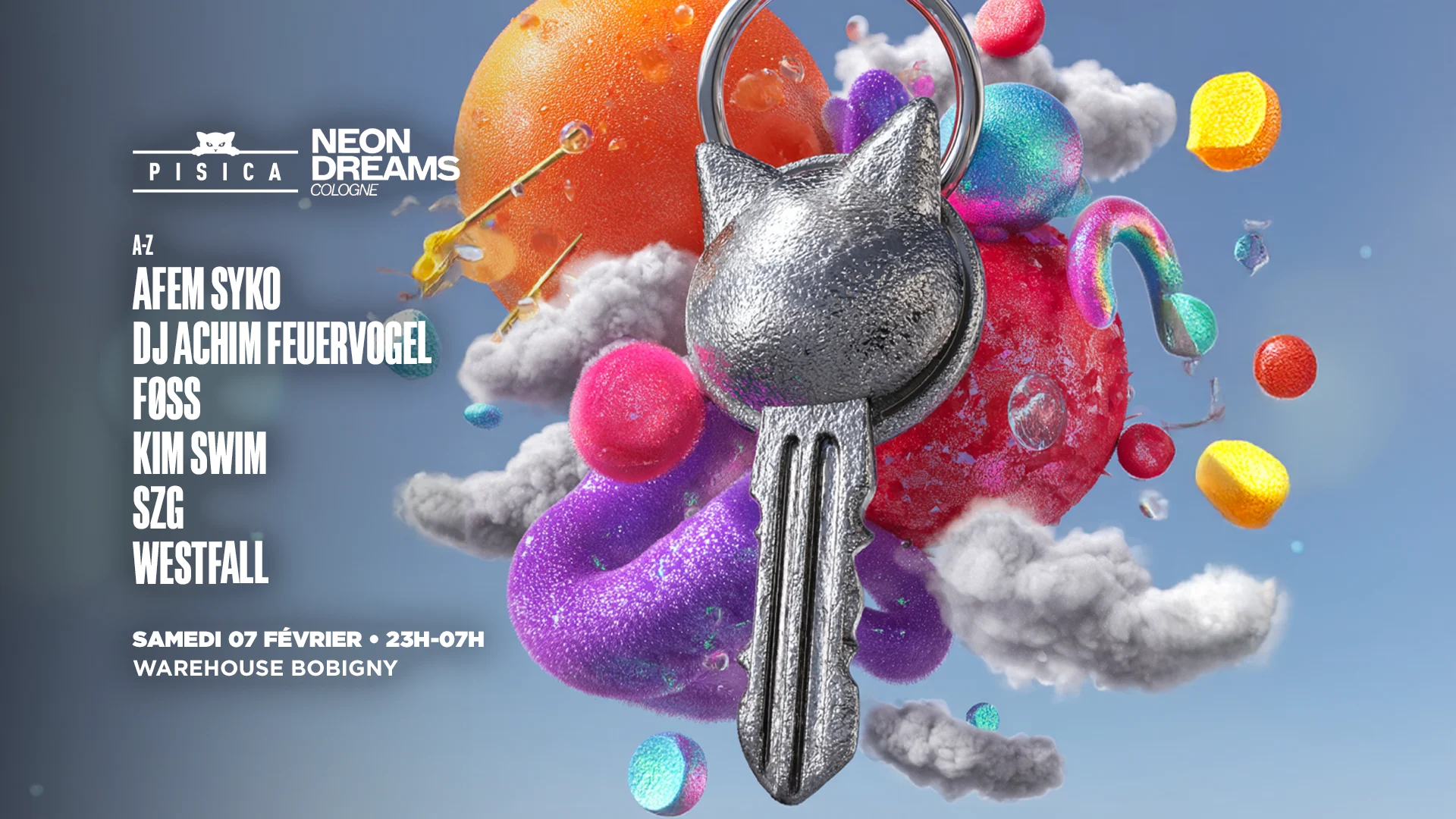 Pisica Invites Neon Dreams Cologne : Warehouse Cover