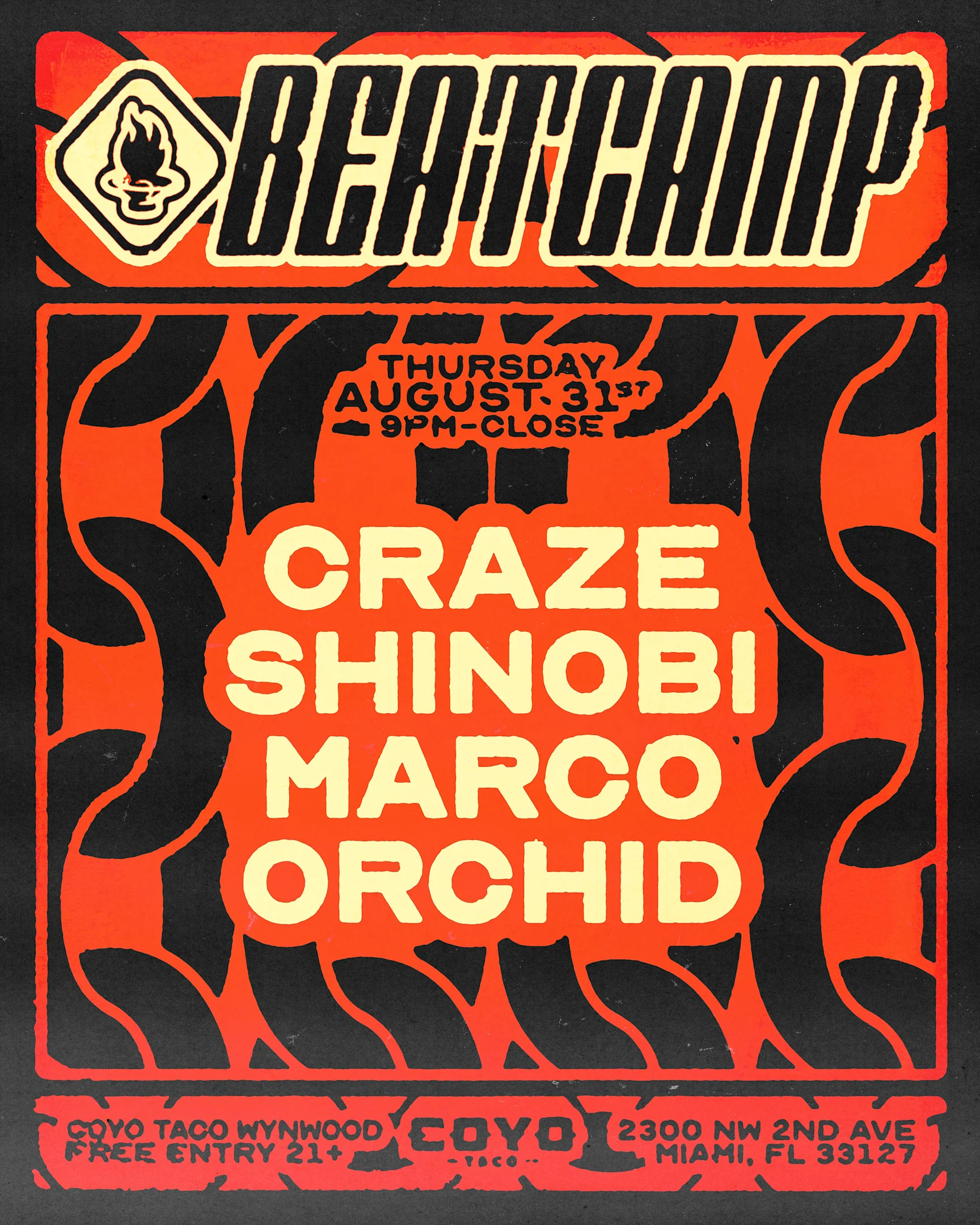 Beatcamp Miami August 8/31 Drum & Bass Monthly Cover