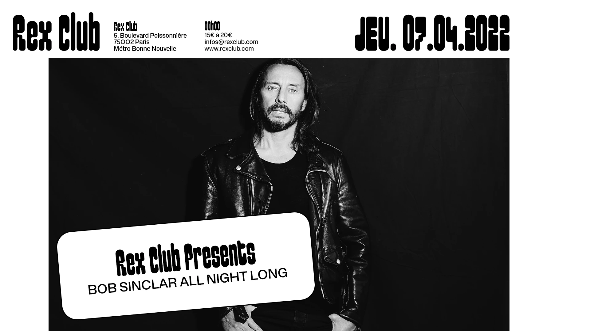 Rex Club Presents: Bob Sinclar All Night Long Cover