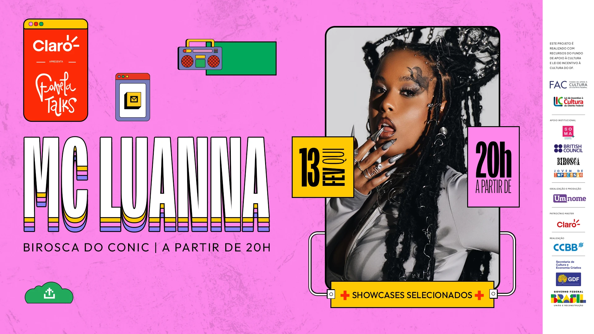 13/02: Favela Talks Apresenta MC Luanna + Showcases Cover