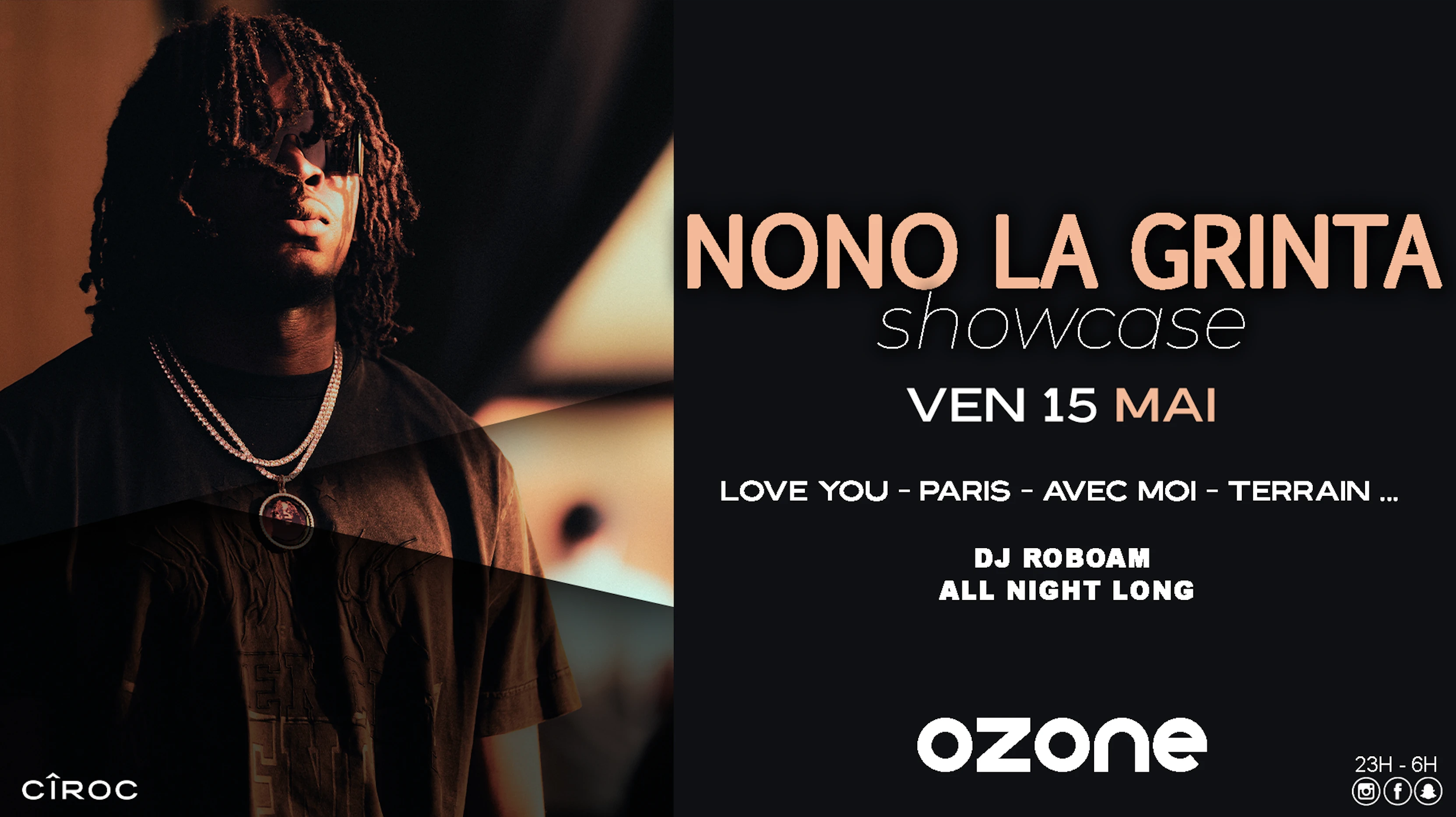Nono La Grinta En Showcase / Ven 15 Mai Cover