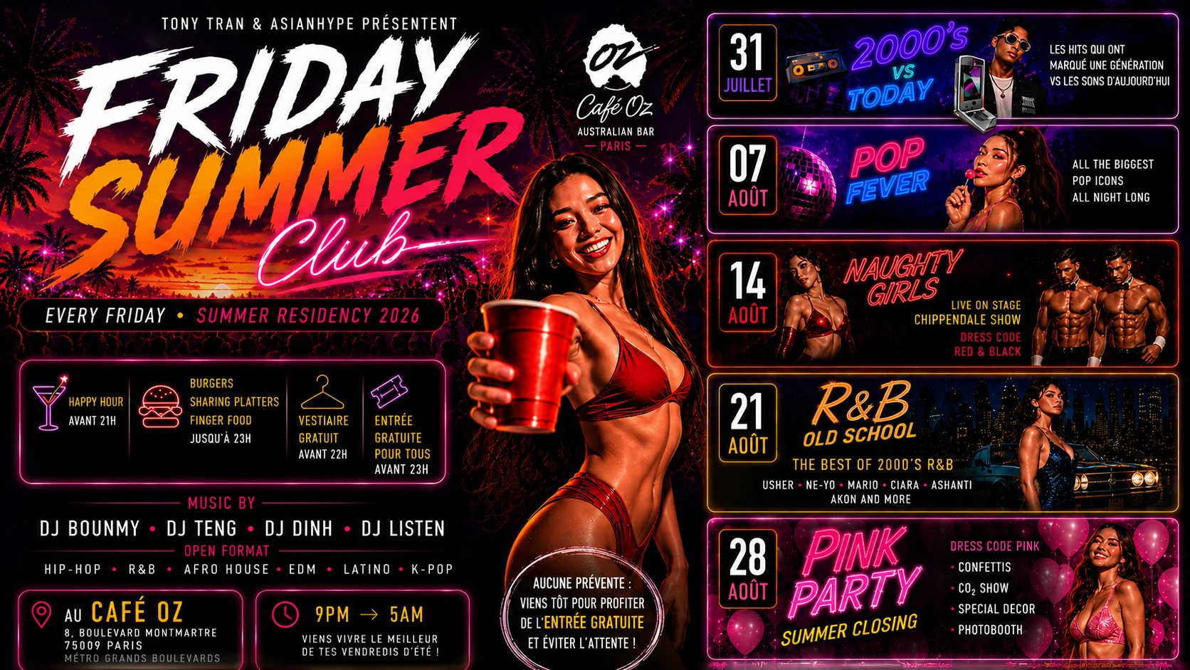 Friday Summer Club Café Oz X Pop Fever Cover