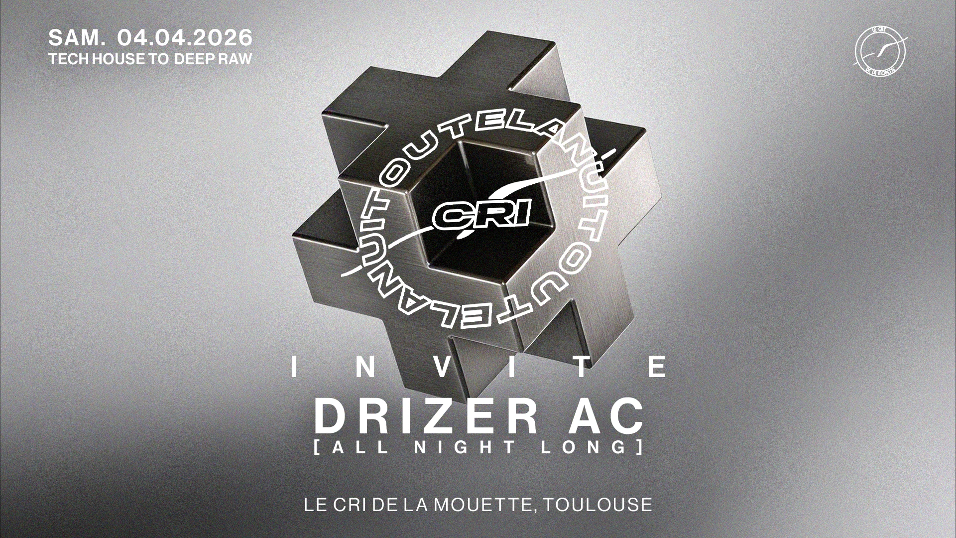 Cri Toute La Nuit Inv. Drizer Ac All Night (Techno, Deep) Cover