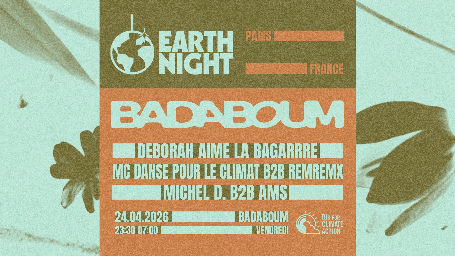 Club — Earth Night: Deborah Aime La Bagarre And More Cover