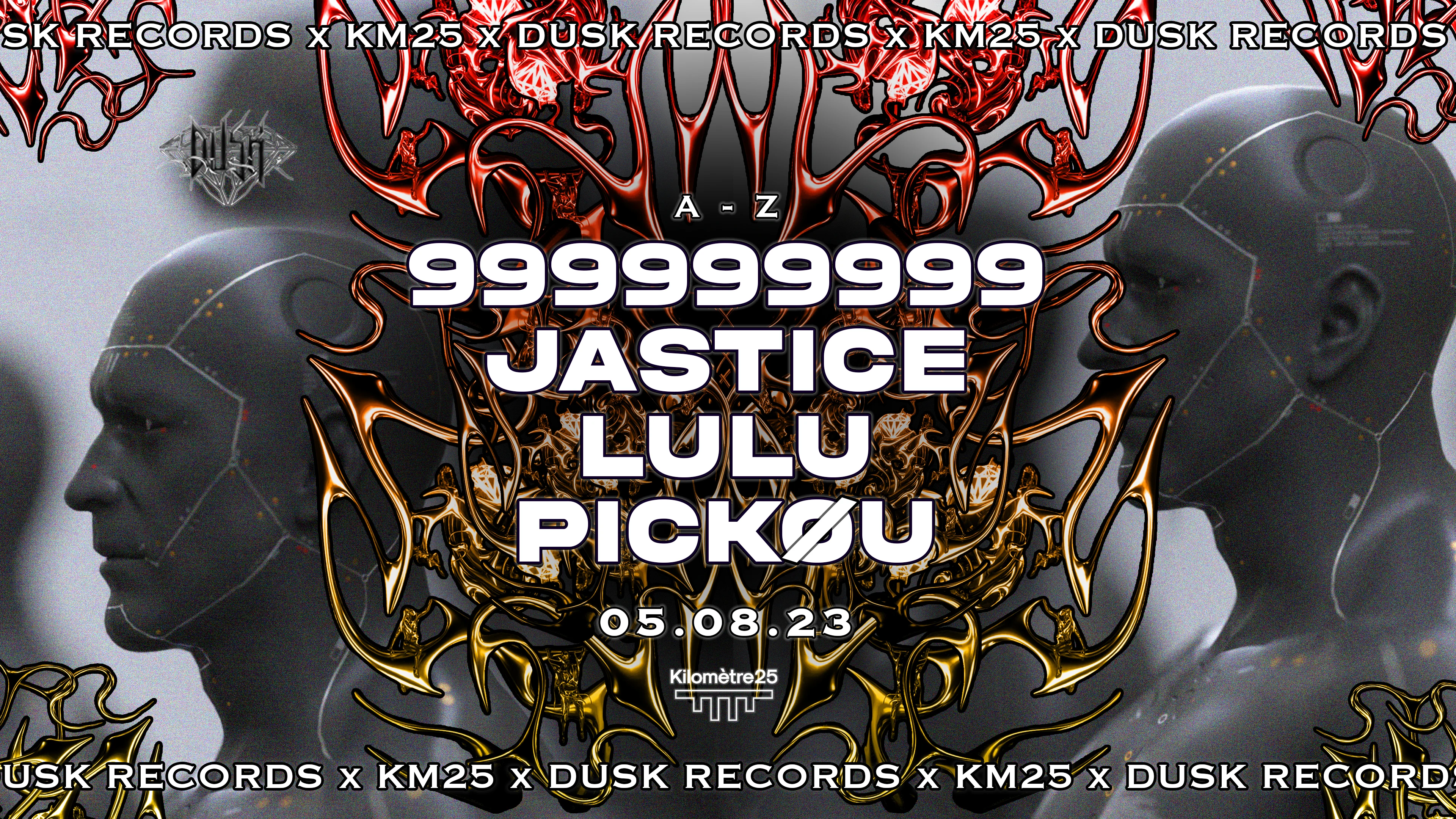 Dusk Records X Km25: 999999999, Jastice, Pickøu & Lulu. Cover