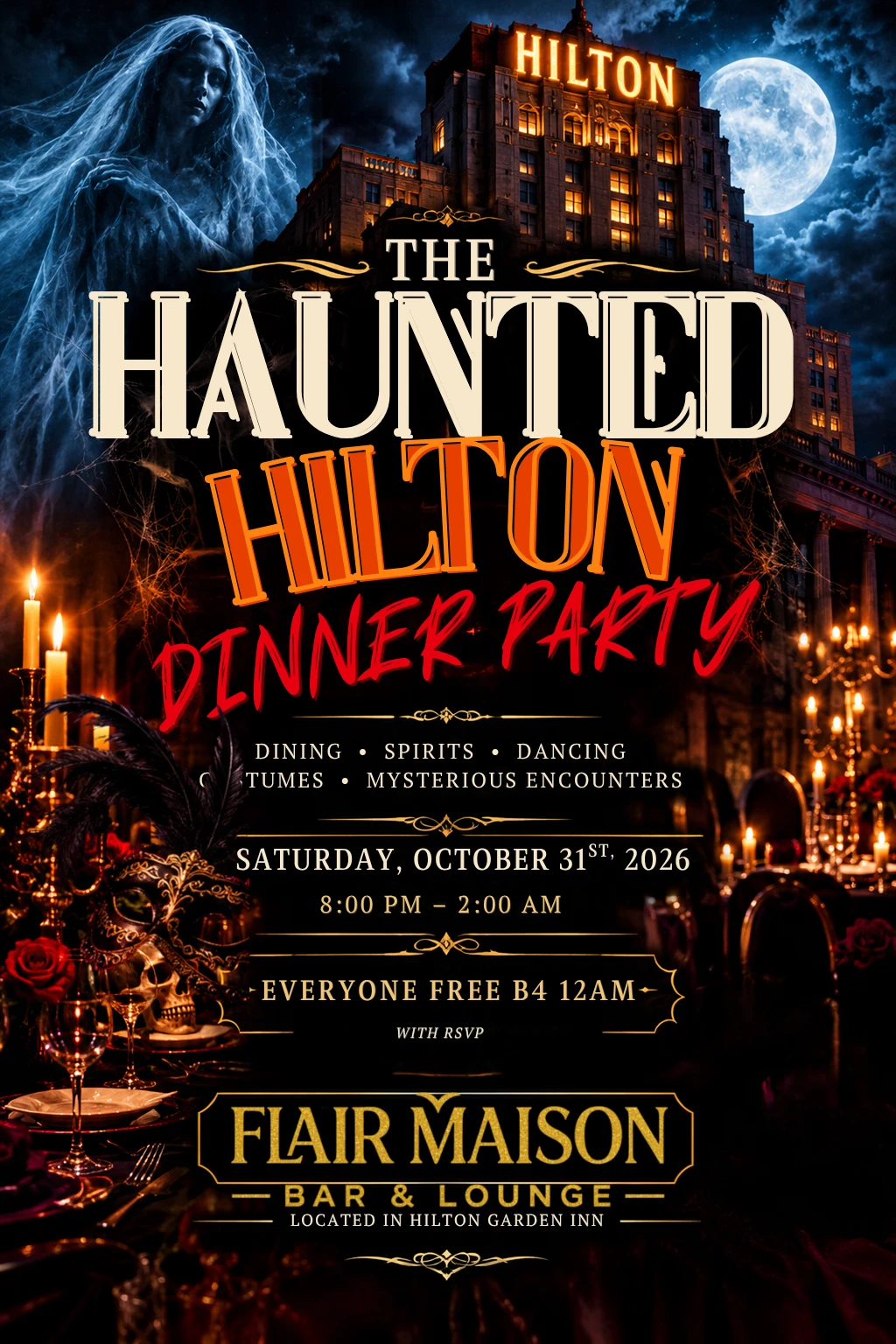 Haunted Hilton Halloween Dinner Party Cover