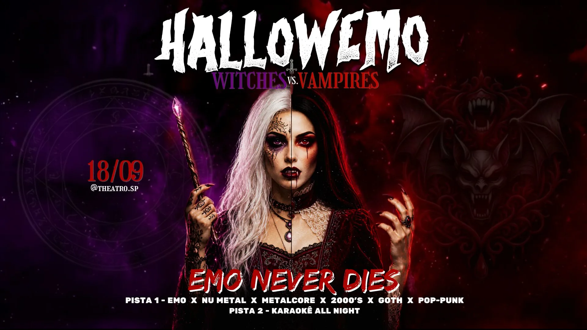 Hallowemo Emo Never Dies - Witches Vs. Vampires Cover
