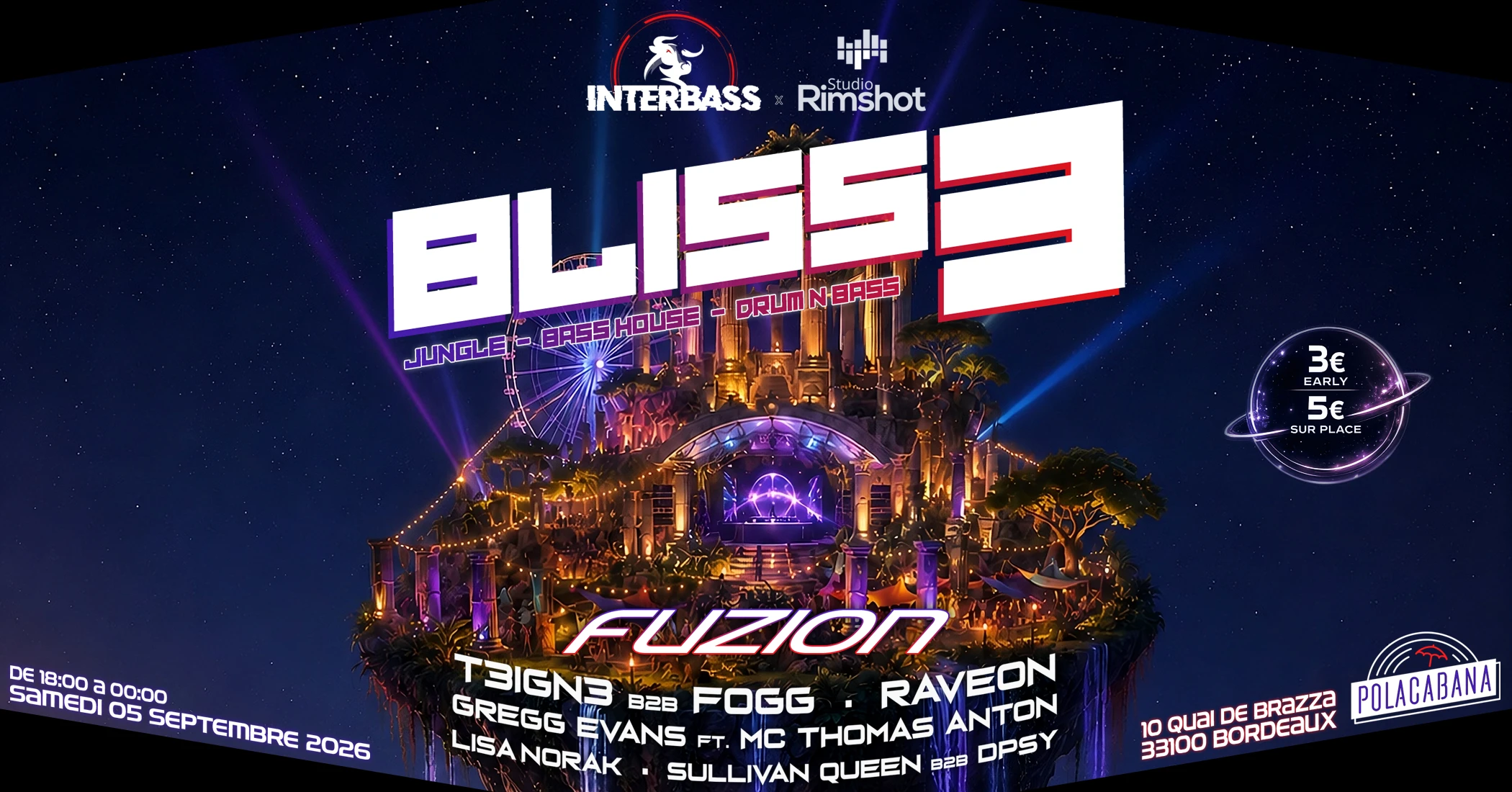 Open Air : Bliss 3 - W/ Fuzion, T3ign3, Raveon & More ! Cover